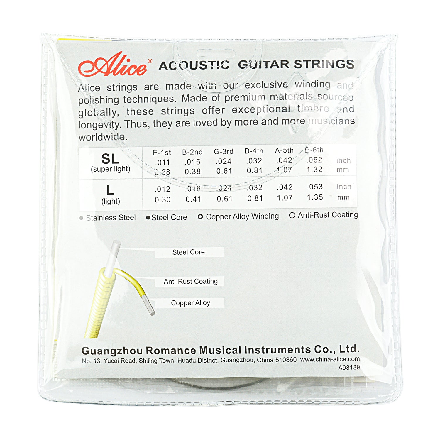 Acoustic Guitar String Set, Light (A406-L)
