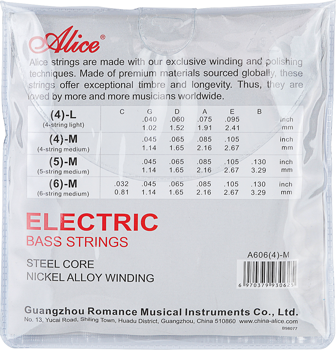 Electric Bass String Set, 4-String (A606(4)-M)