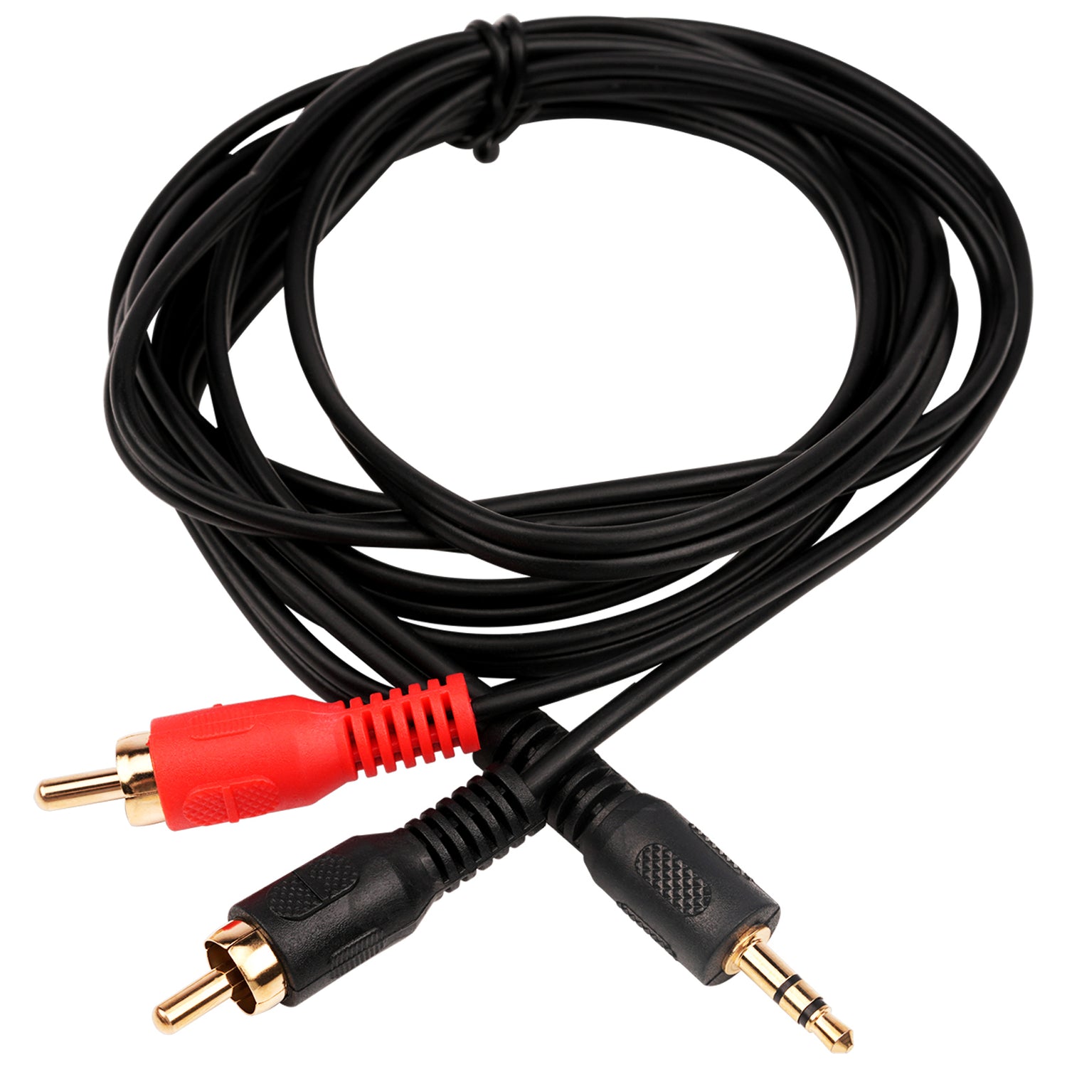 6FT 3.5mm Stereo Plug to 2 RCA Plugs Cable with Gold Tip (N-211P-6G)