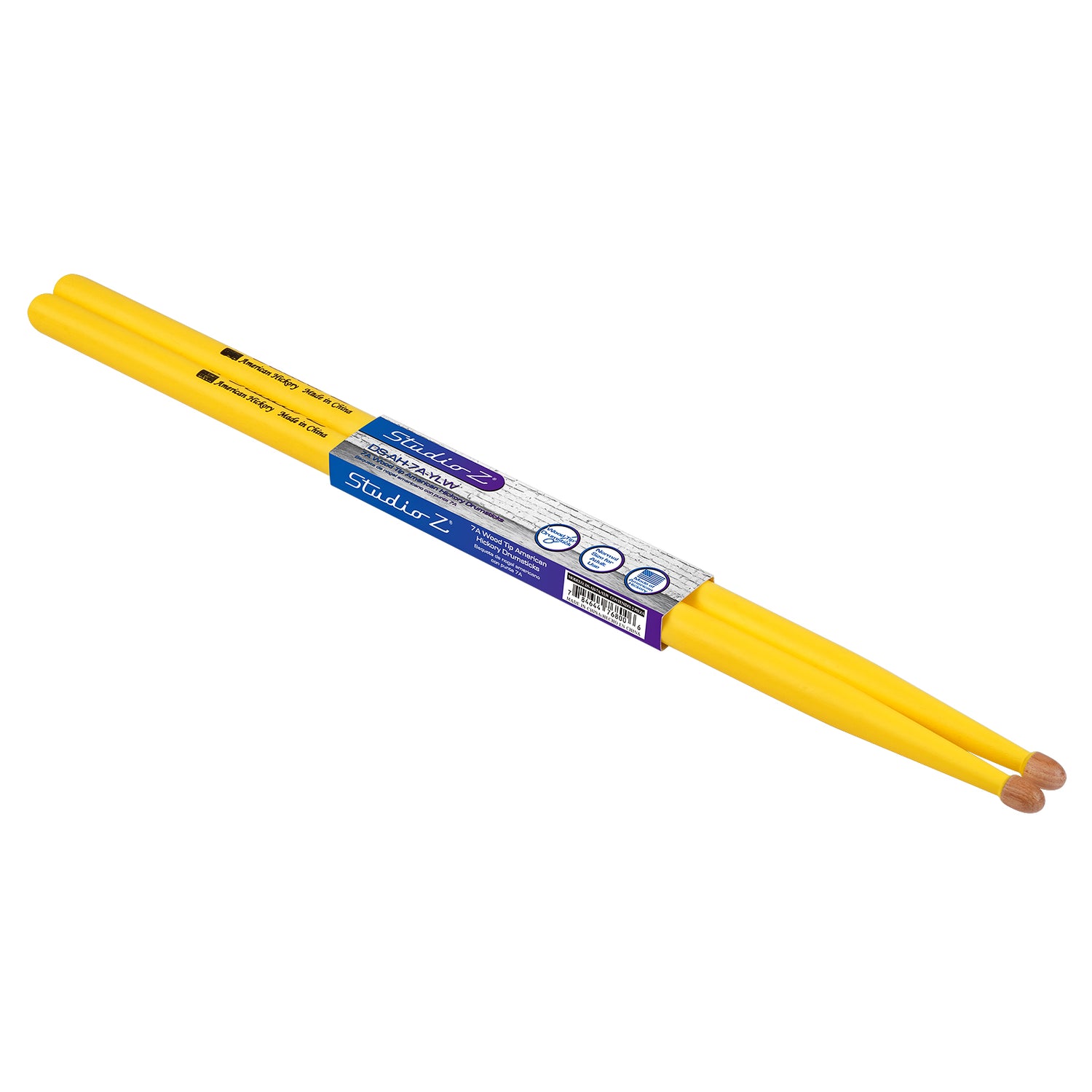 American Hickory Drumsticks, 7A Nylon Tip (DS-AH-7A-YLW)