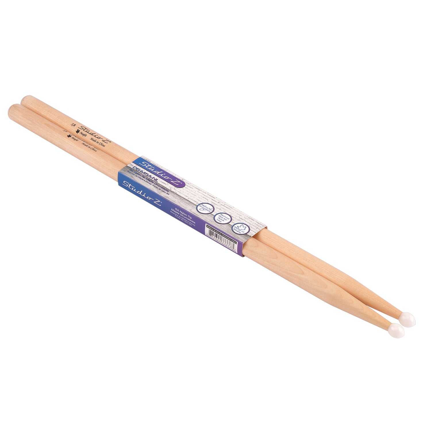 Maple Drumsticks, 5A Nylon Tip (DS-M5A-NL)