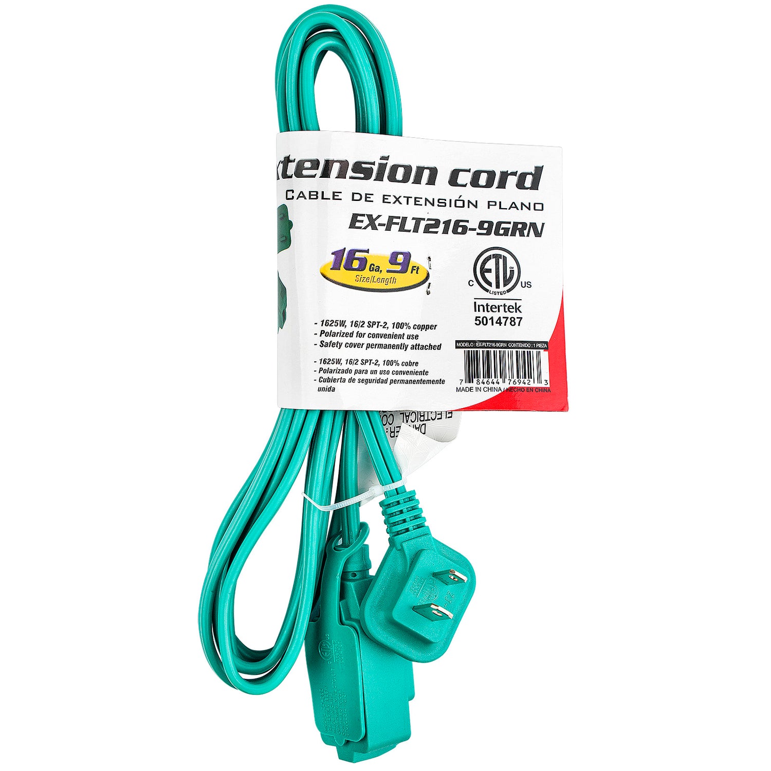 Electrical Extension Cord (EX-FLT216-9GRN)