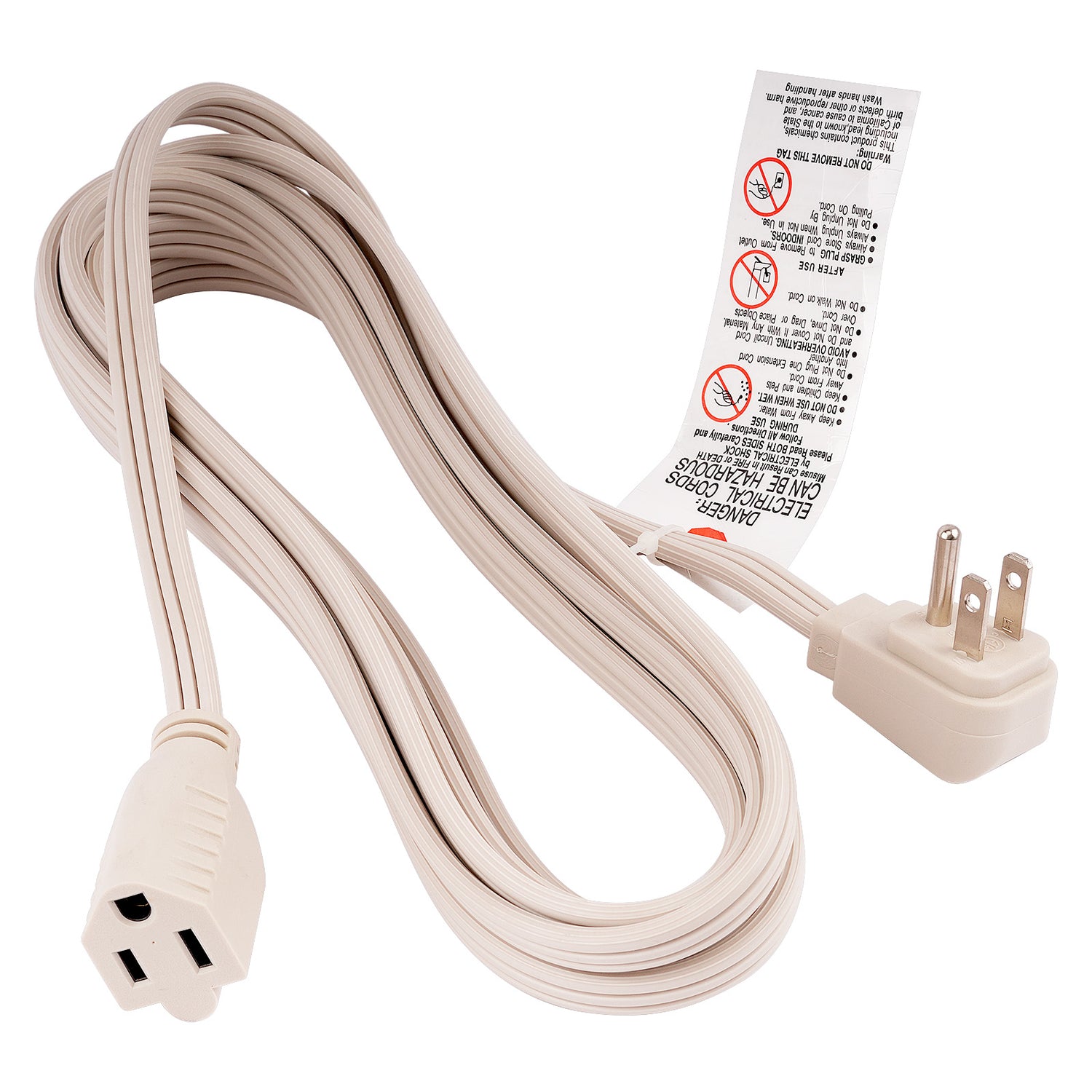 12’ Flat Cable with Flat Plug Extension Cord (EX-FLT316-12IVO)
