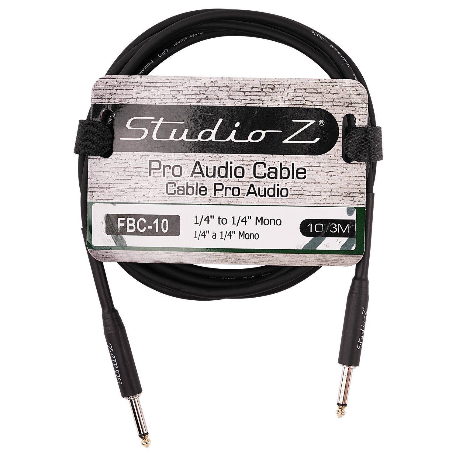 10 Ft 1/4” to 1/4” Mono Instrument Cable (FBC-10)