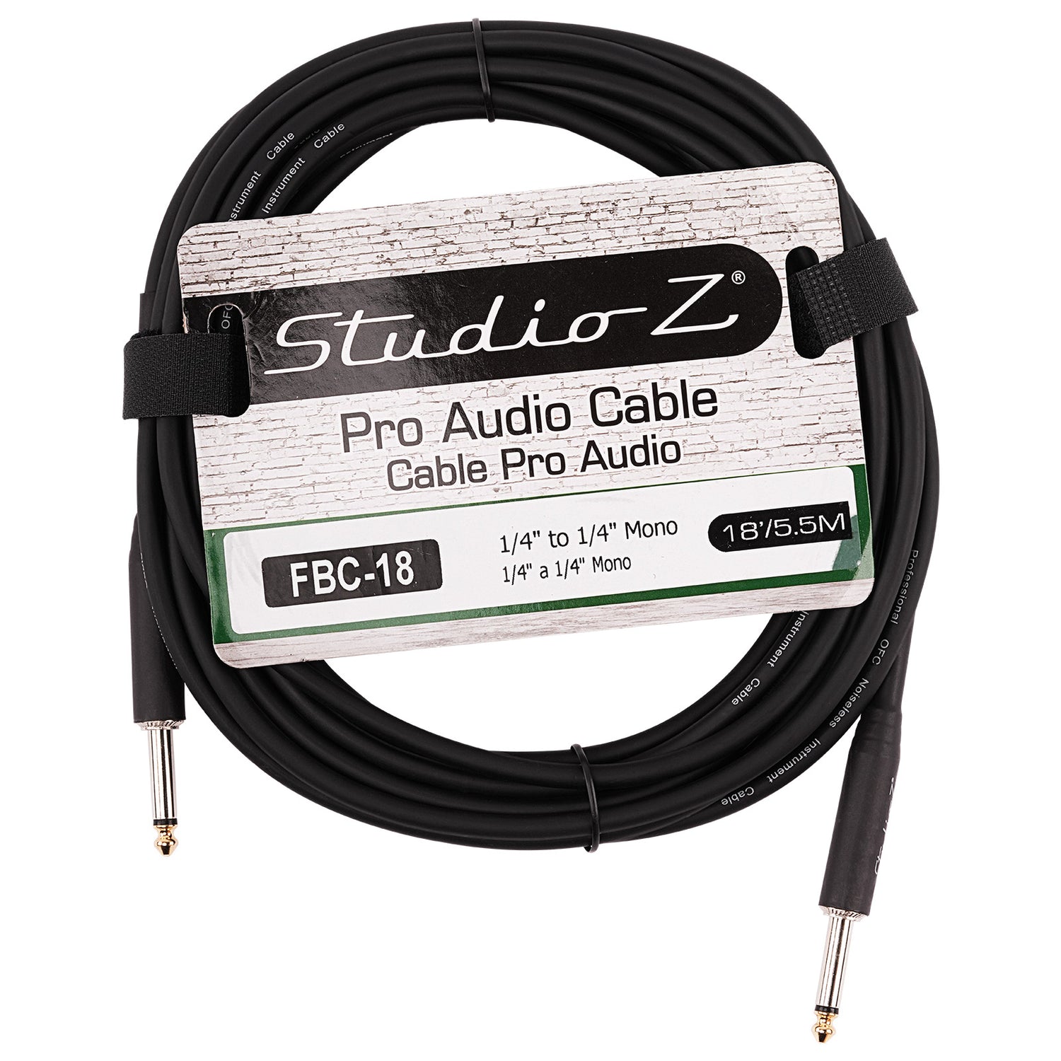 18 Ft 1/4” to 1/4” Mono Instrument Cable (FBC-18)