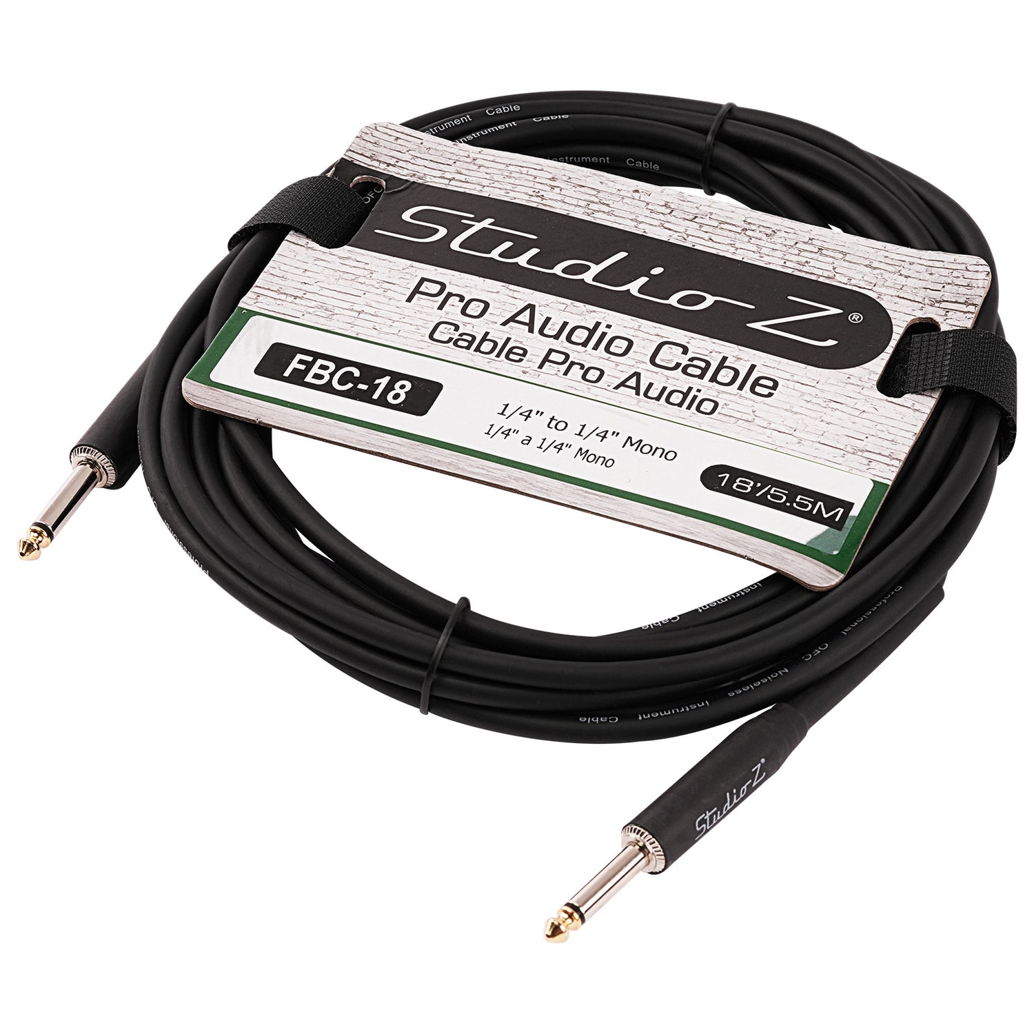 18 Ft 1/4” to 1/4” Mono Instrument Cable (FBC-18)