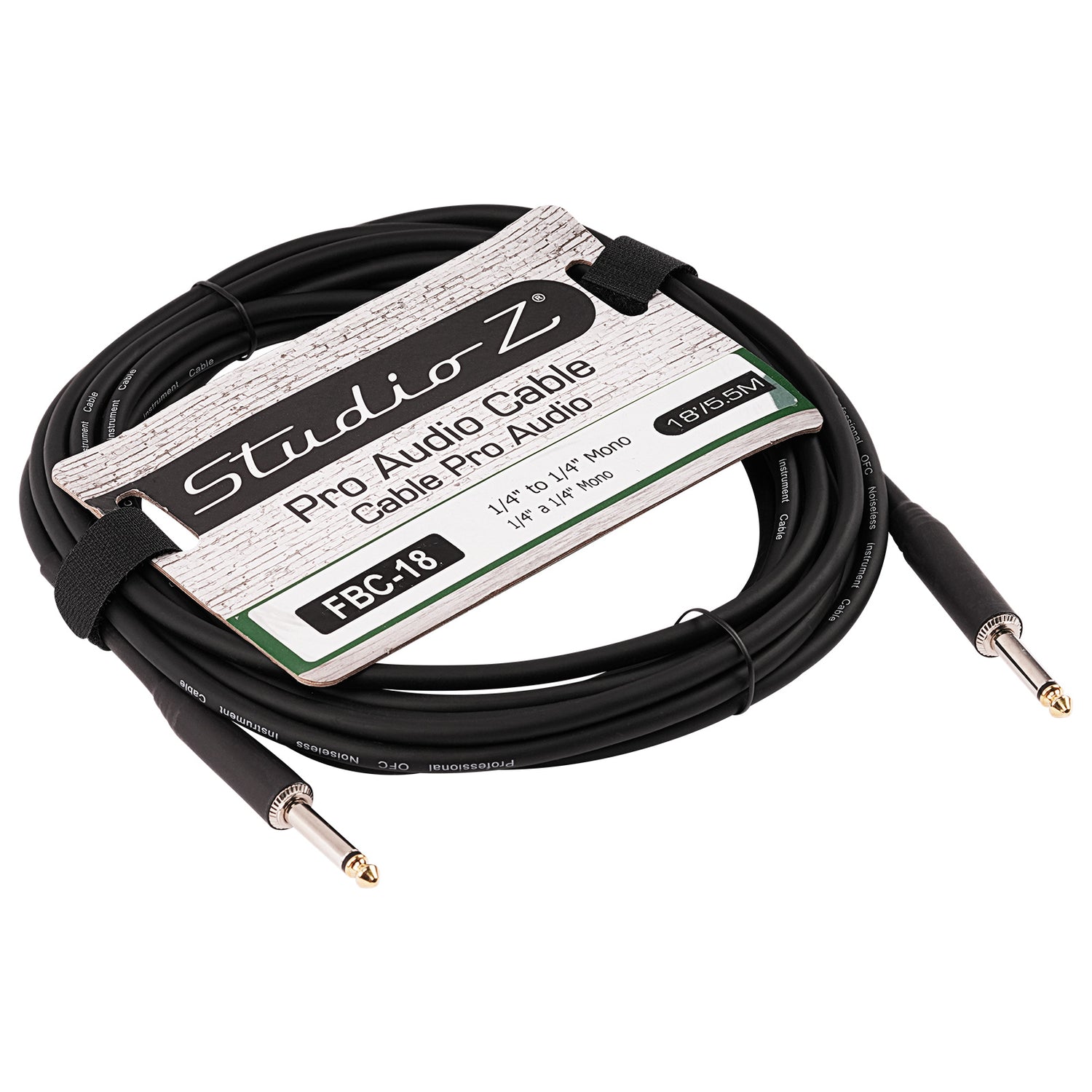 18 Ft 1/4” to 1/4” Mono Instrument Cable (FBC-18)