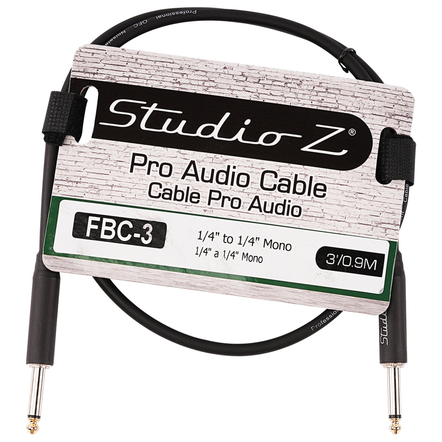 3 Ft 1/4” to 1/4” Mono Instrument Cable (FBC-3)