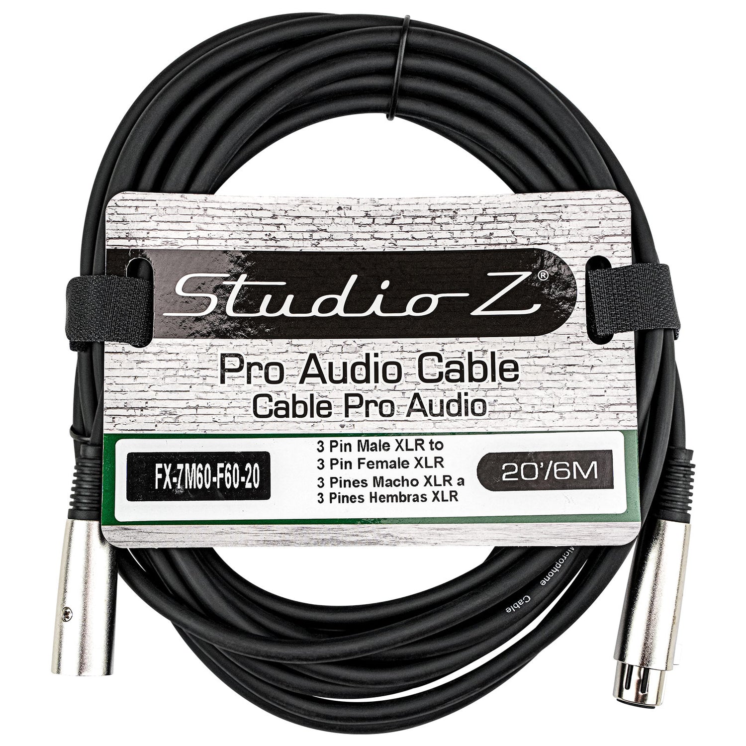 Male XLR to Female XLR Microphone Cable (FX-7M60-F60-20)