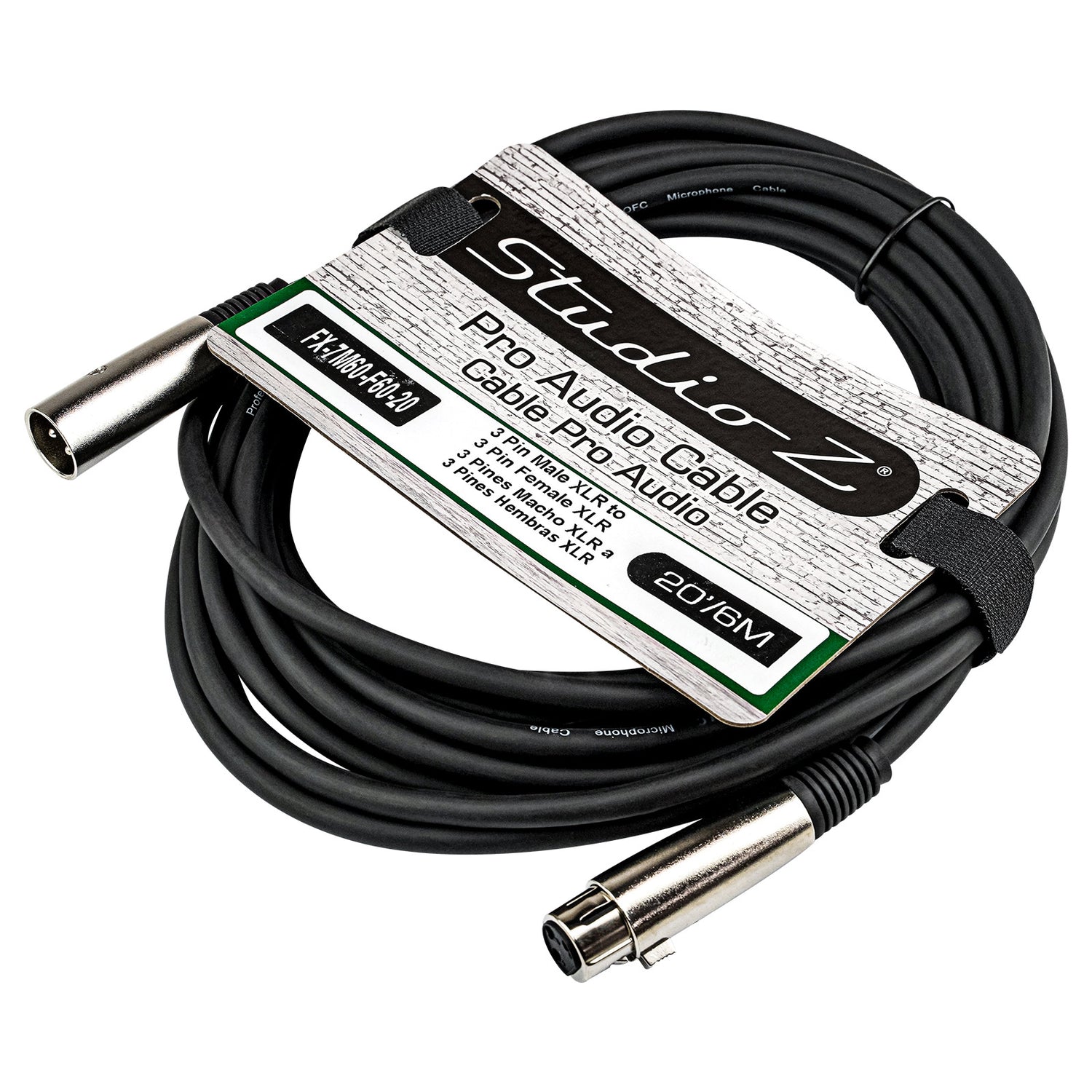 Male XLR to Female XLR Microphone Cable (FX-7M60-F60-20)