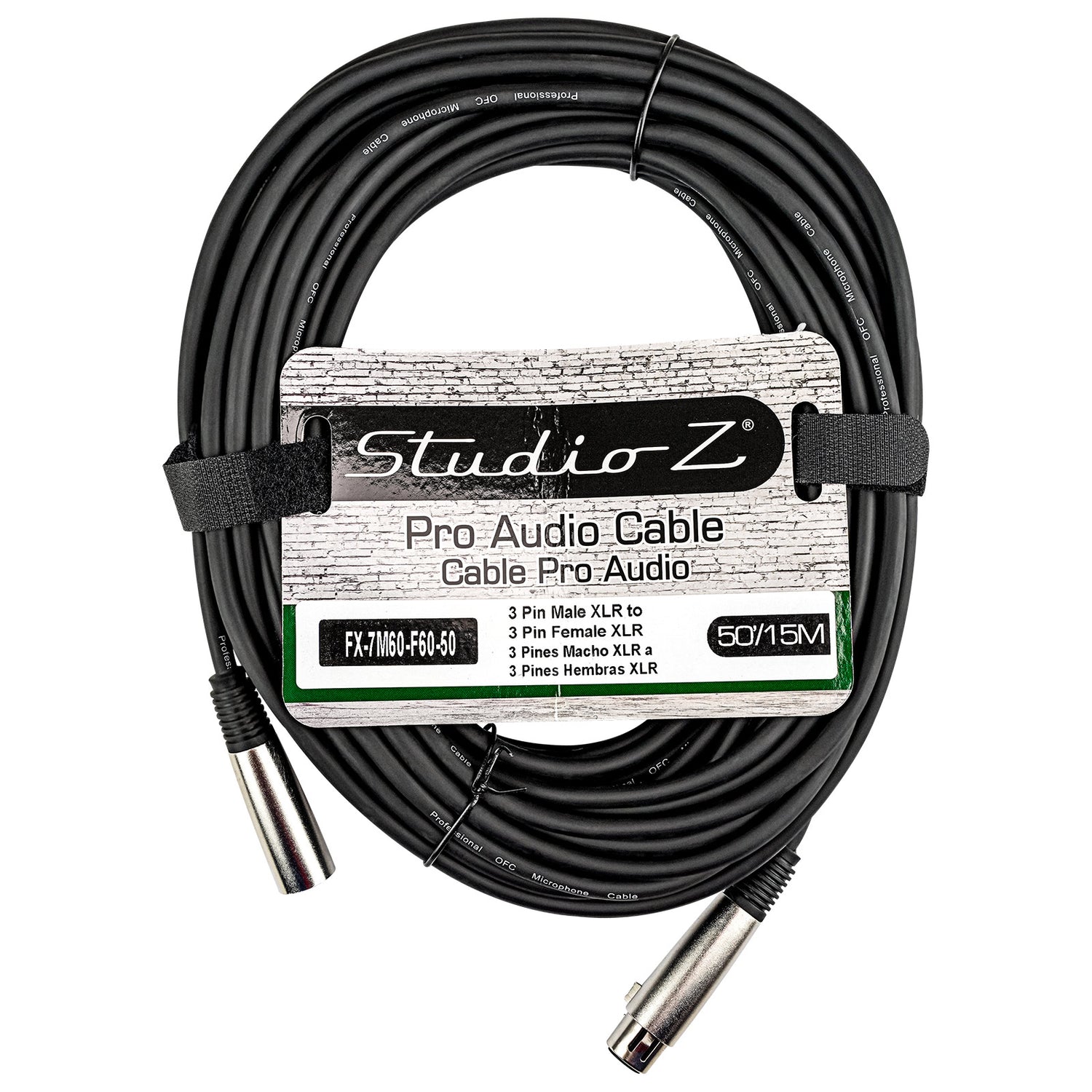 Male XLR to Female XLR Microphone Cable (FX-7M60-F60-50)