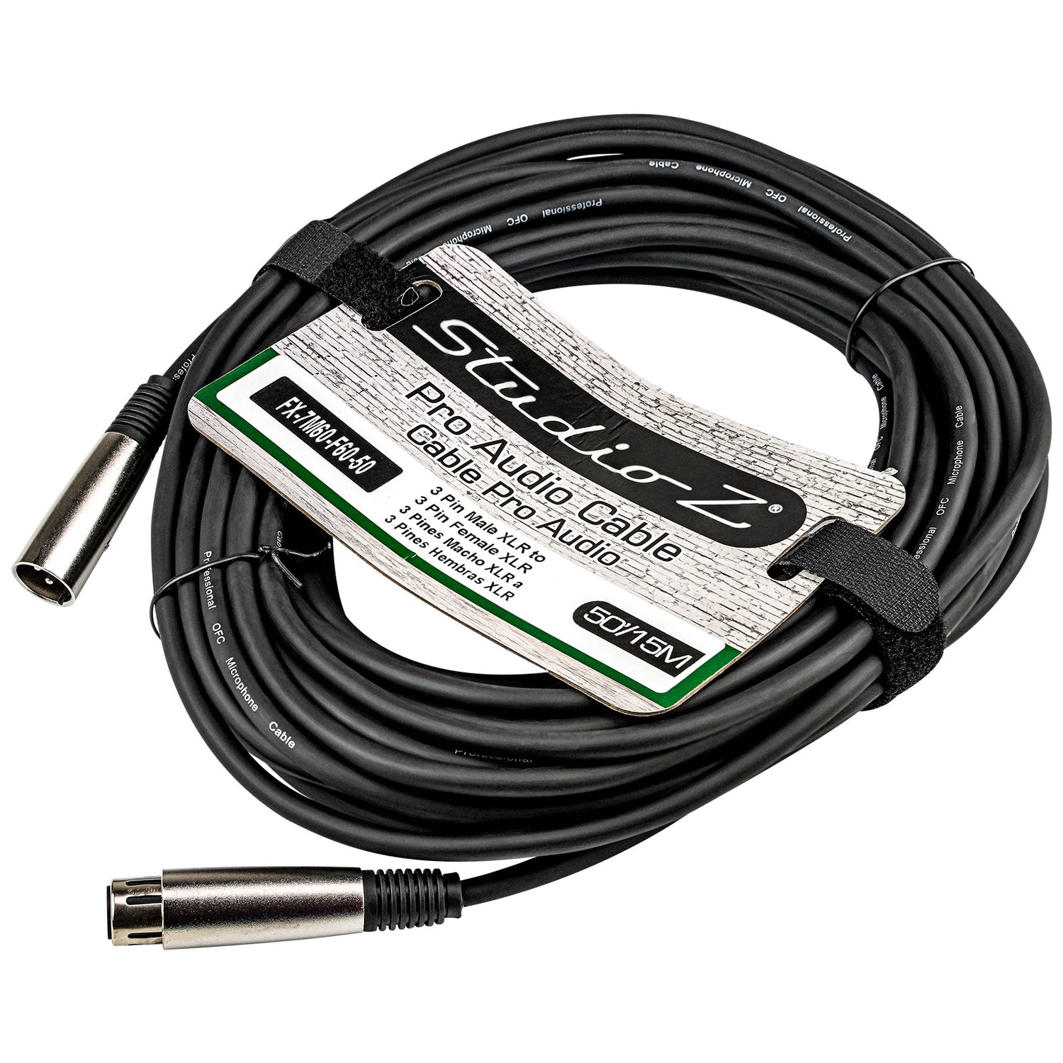 Male XLR to Female XLR Microphone Cable (FX-7M60-F60-50)