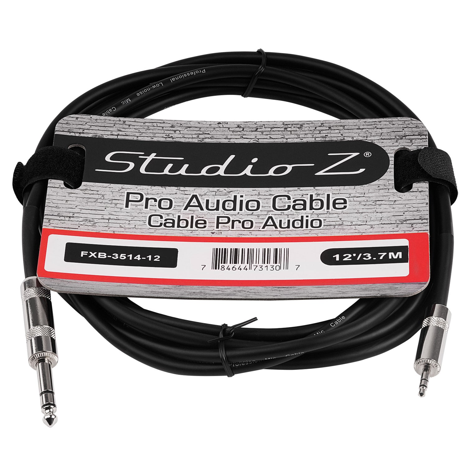 12 Ft 3.5mm Plug to 1/4” Plug Pro Audio Cable (FXB-3514-12)