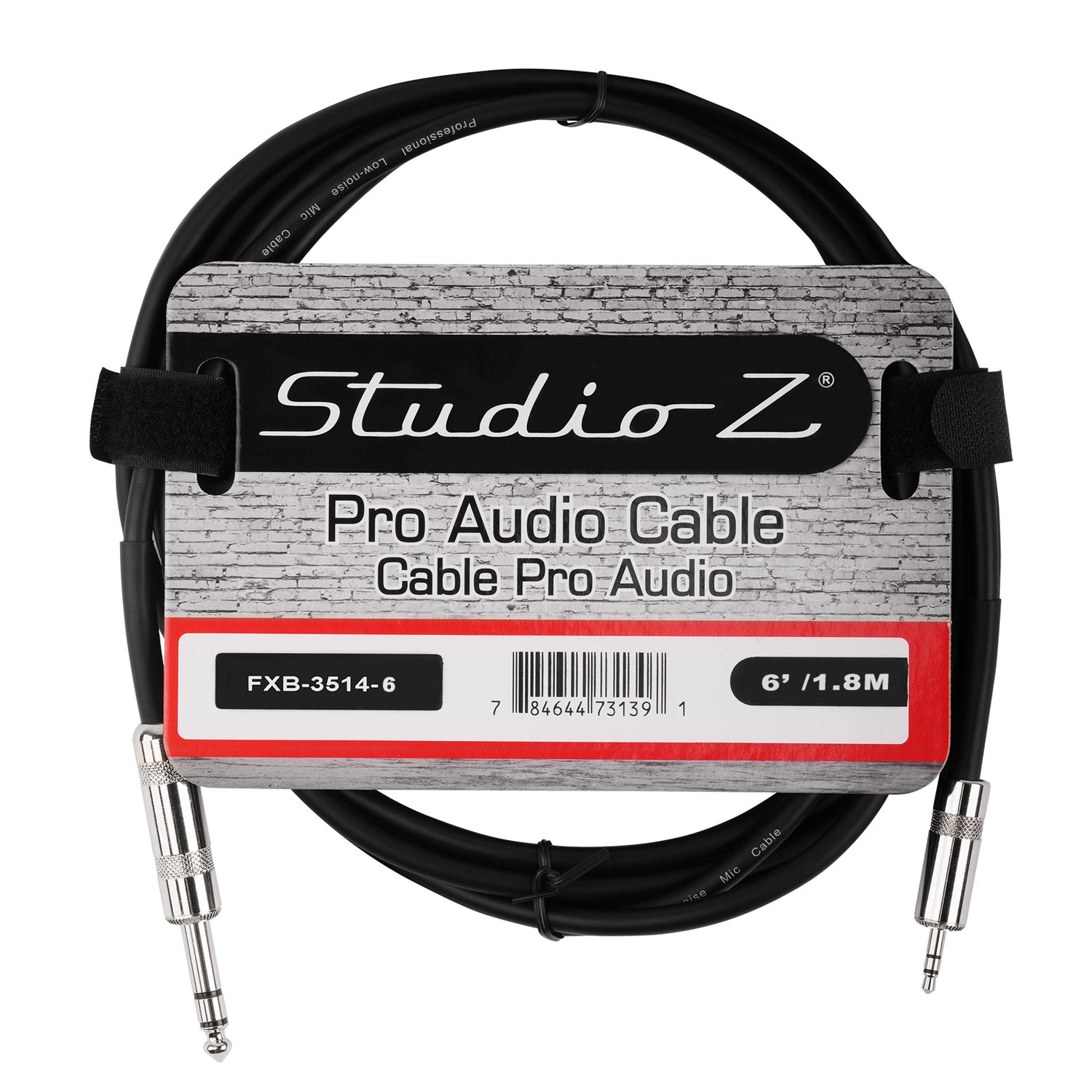 6 Ft 3.5mm Plug to 1/4” Plug Pro Audio Cable (FXB-3514-6)