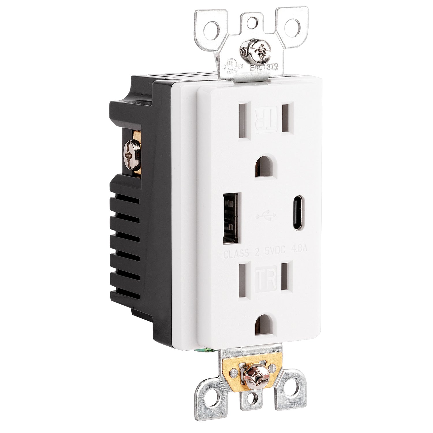A+C USB Charger with 15A Tamper Resistant Receptacle (LD-USBC15-24W)