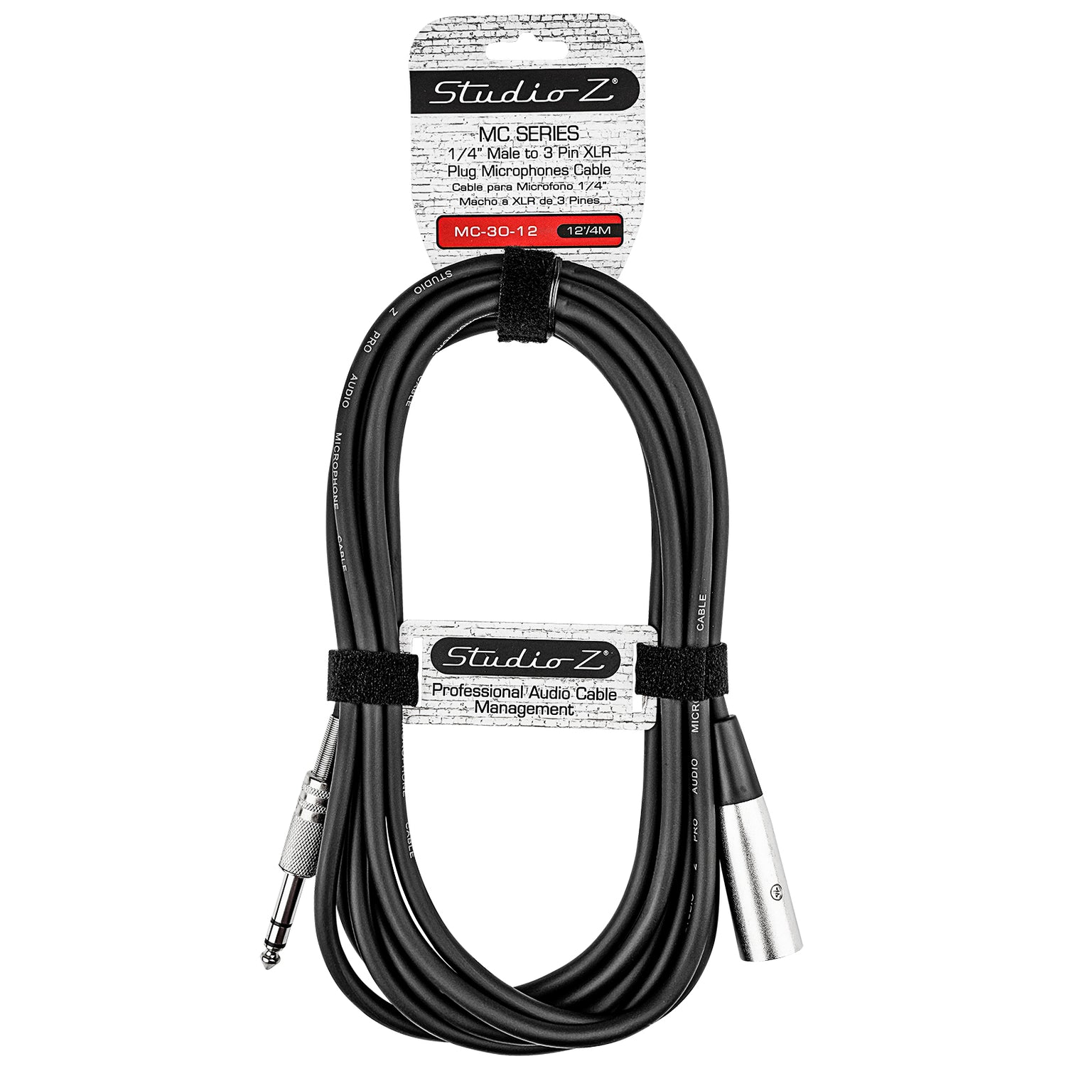 12Ft 1/4” Mono Plug to 3 Pin XLR Plug Cable (MC-30-12)