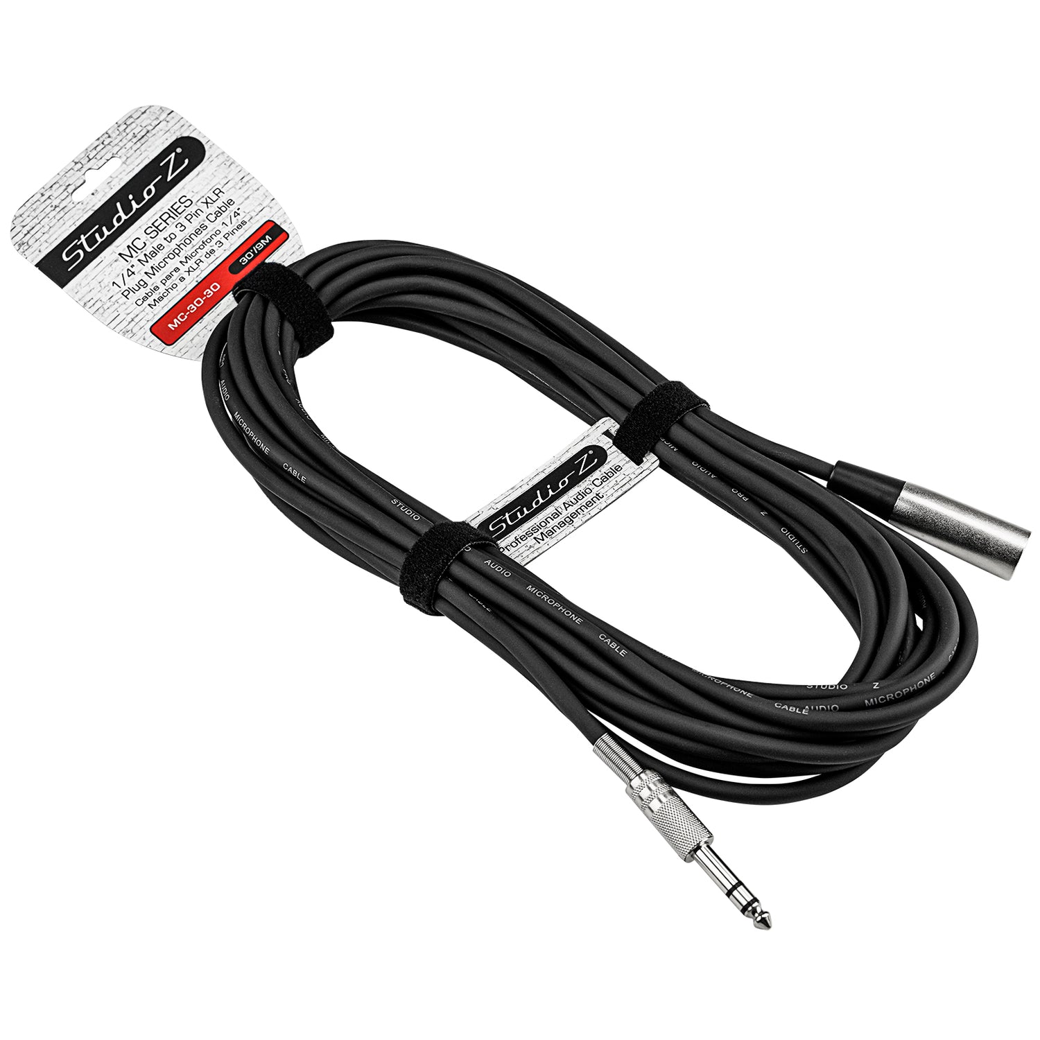 30Ft 1/4” Mono Plug to 3 Pin XLR Plug Cable (MC-30-30)