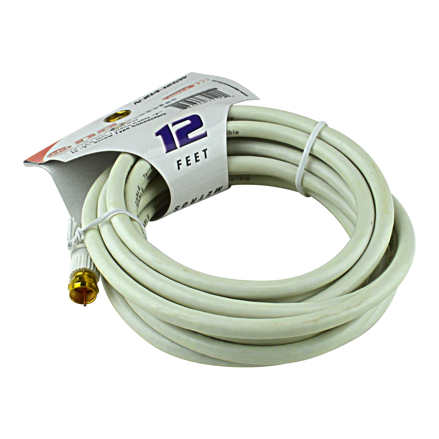 12' Video Cable Twist-On Connector, White (N-214-12GW)