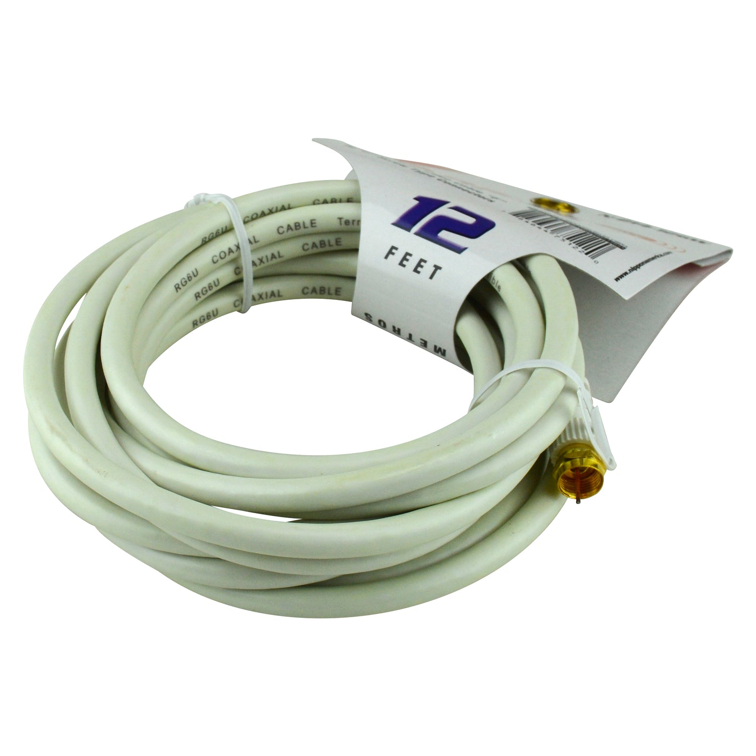 12' Video Cable Twist-On Connector, White (N-214-12GW)