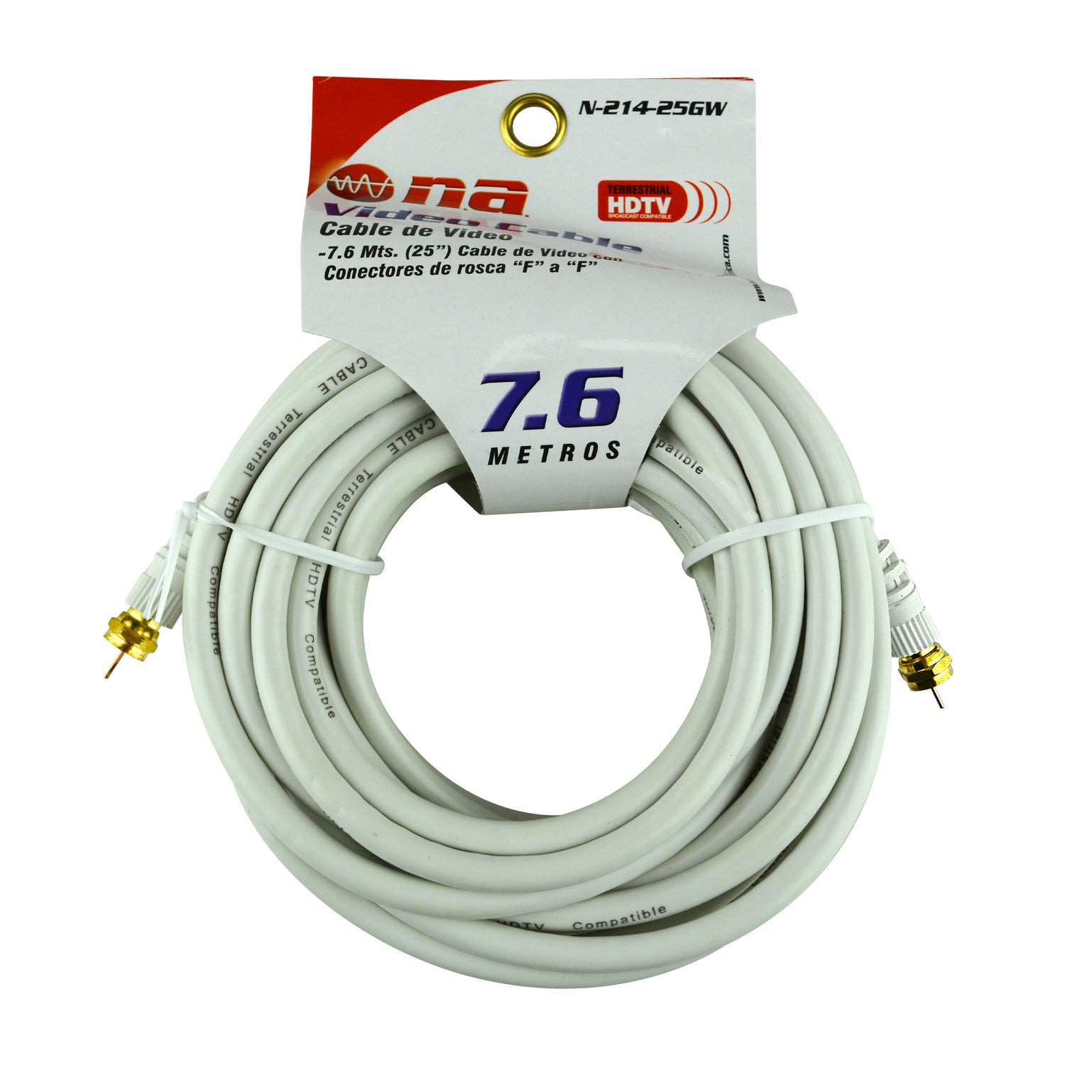 25FT White RG-6 Video Cable with Twist-On Connector (N-214-25GW)
