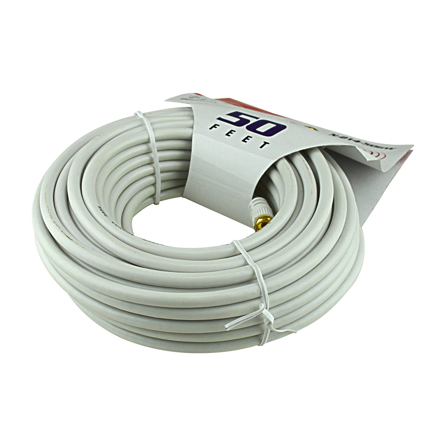 50FT RG-6 White Video Cable with Twist-On Connector (N-214-50GW)