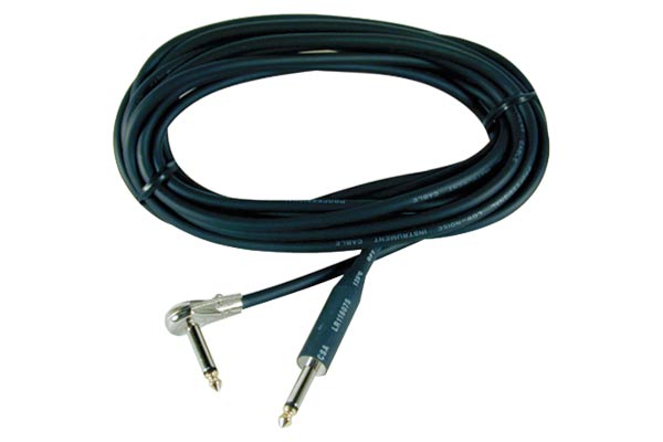 20FT 1/4” Right Angle to 1/4” Mono Instrument Cable with Gold Tips (N-252)