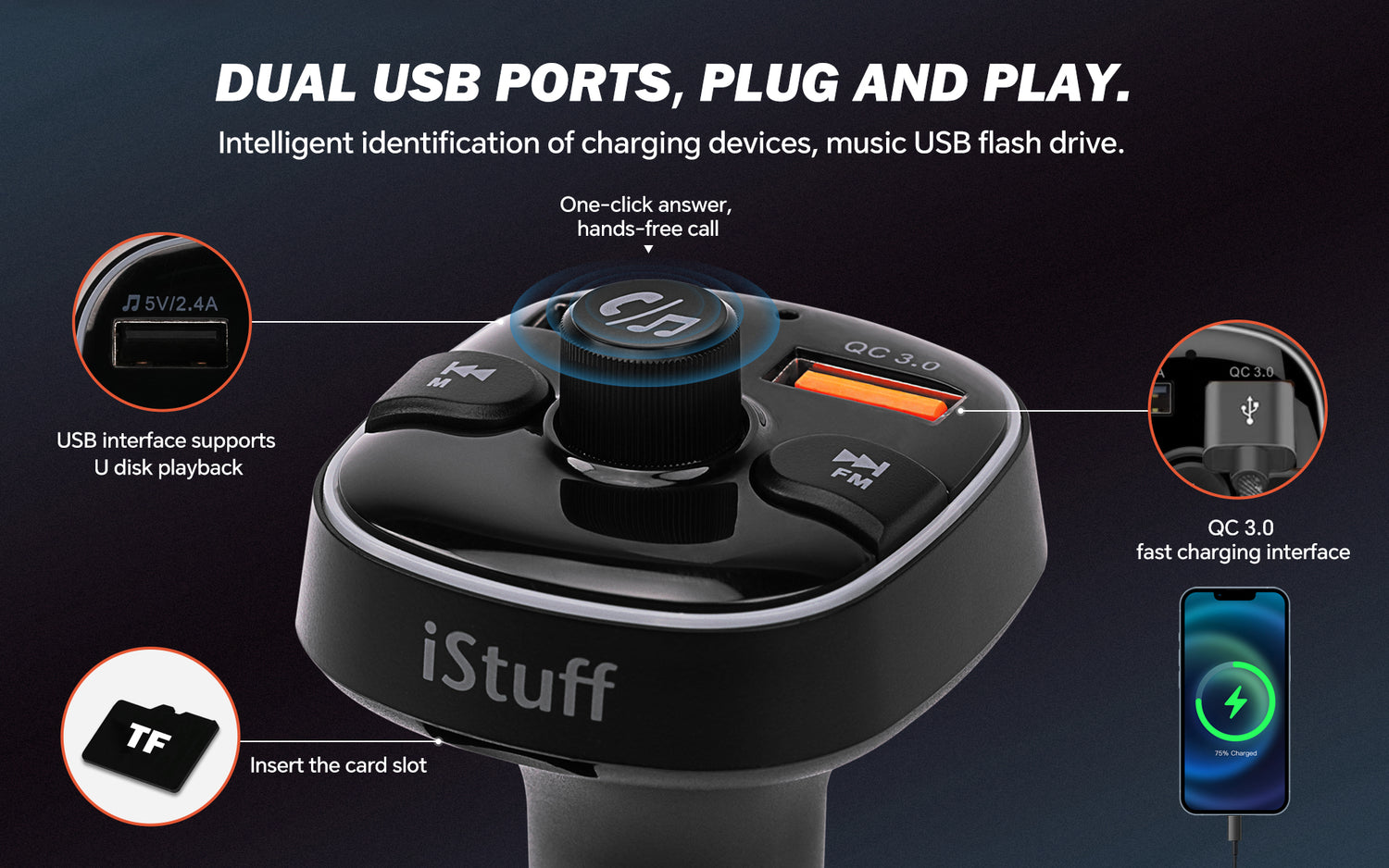 Wireless Music Stream Car Charger (NP-6000BTR)