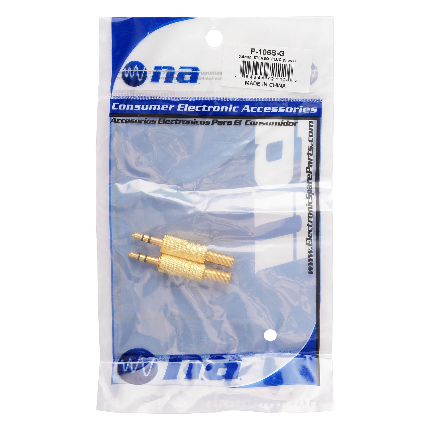 3.5mm Stereo Plug, Gold (P-106S-G)
