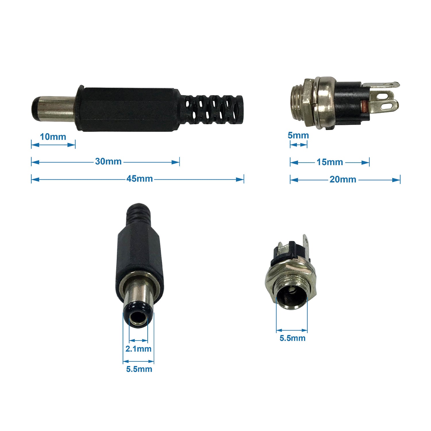 12V DC Jack and Socket Power Adapter (P-2155WJ)