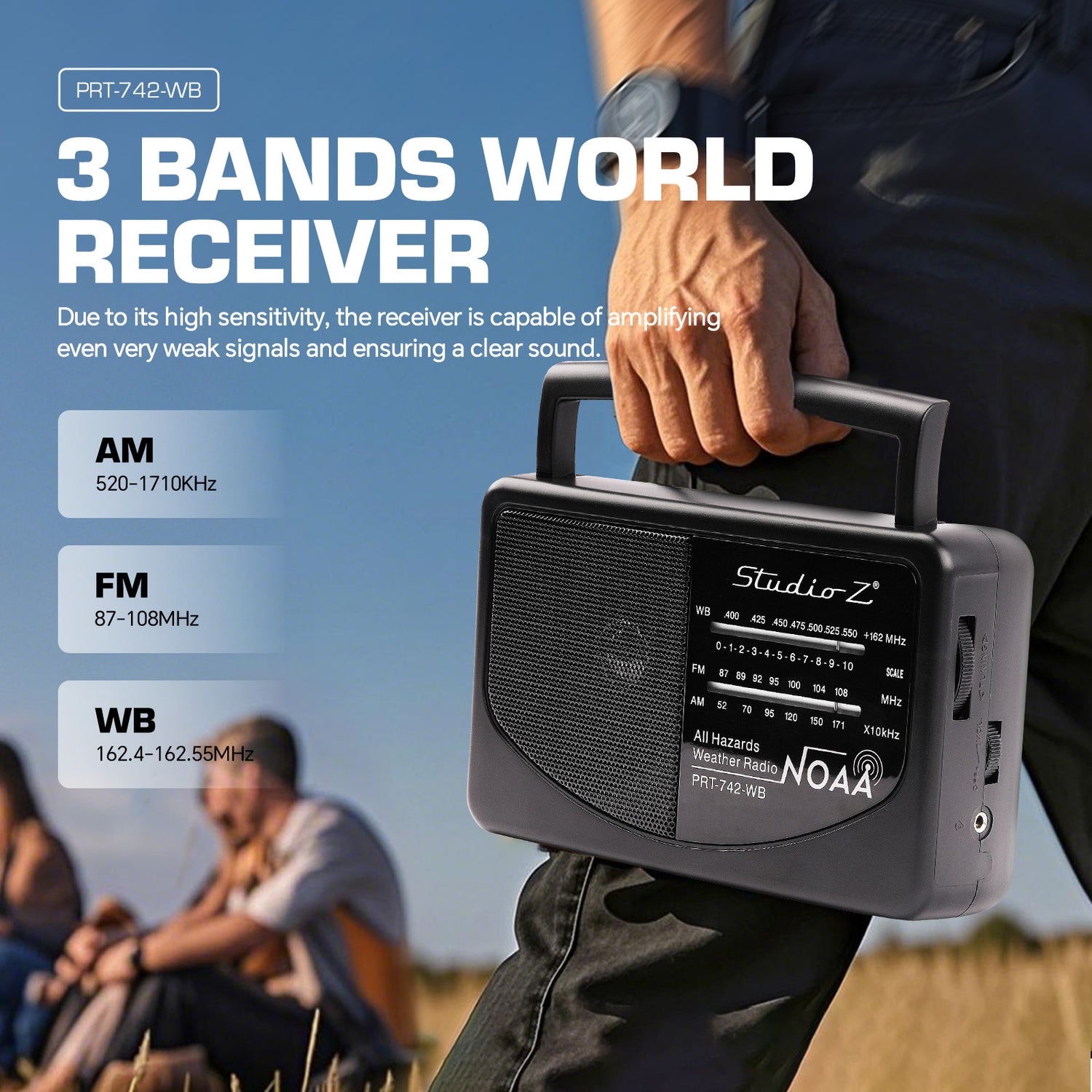 AM/FM/WB 3 Band Receiver High Sensitivity Receiver (PRT-742-WB)