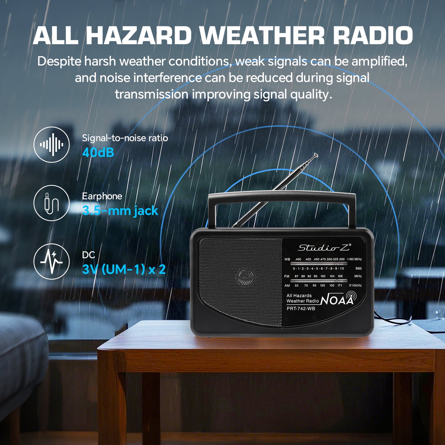 AM/FM/WB 3 Band Receiver High Sensitivity Receiver (PRT-742-WB)