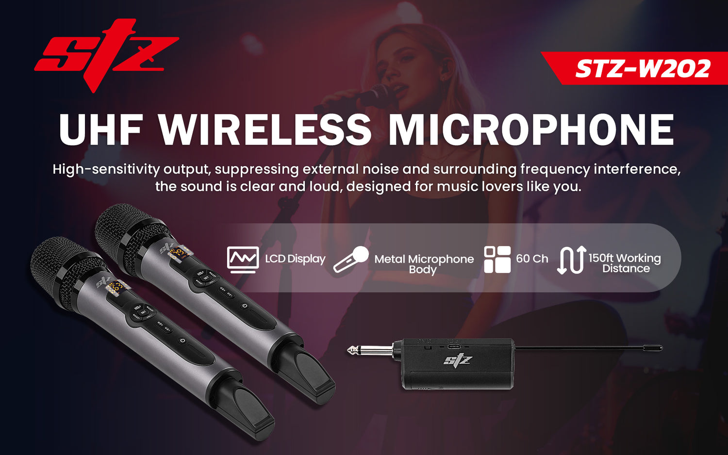 UHF Wireless Microphone (STZ-W202)