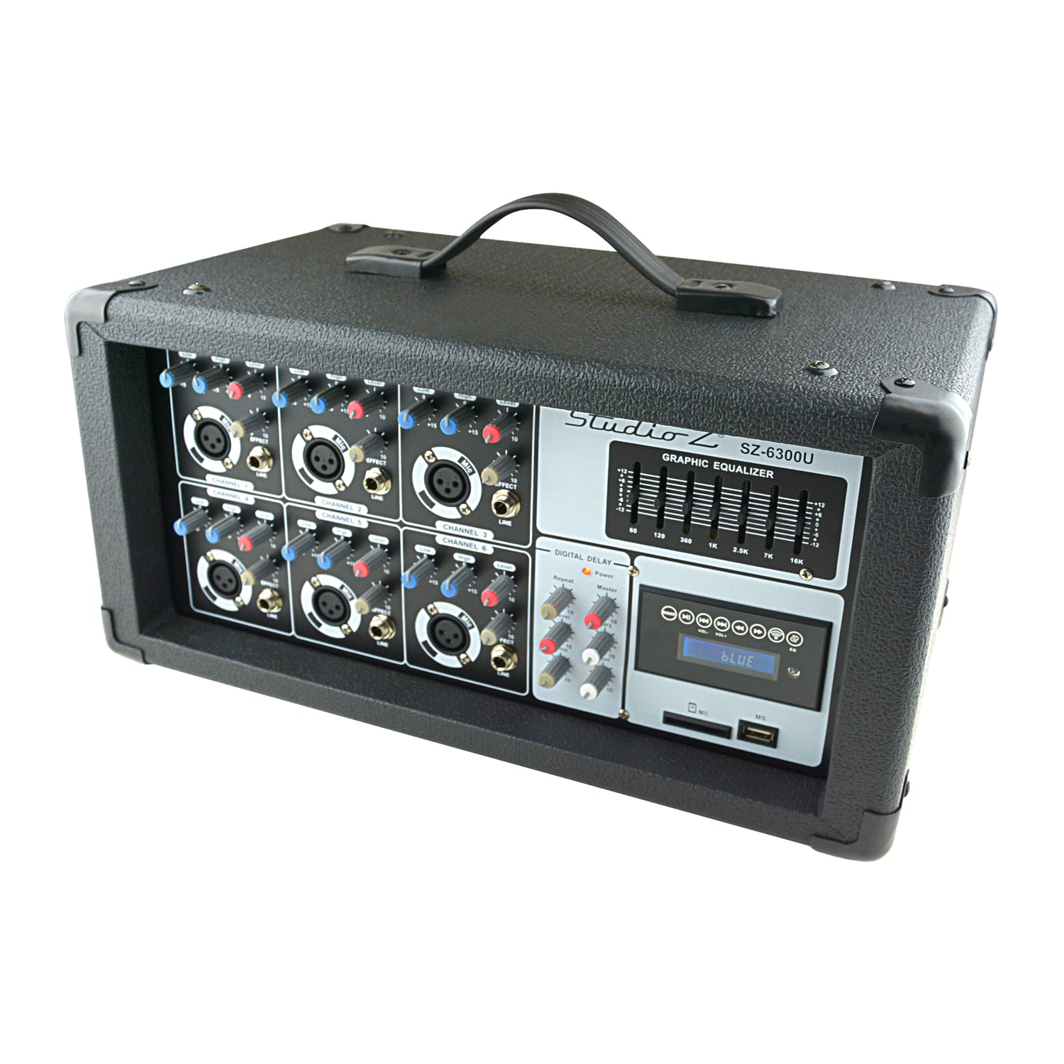 6 Channel 800W Powered Mixer with MP3 & USB Input (SZ-6300U)