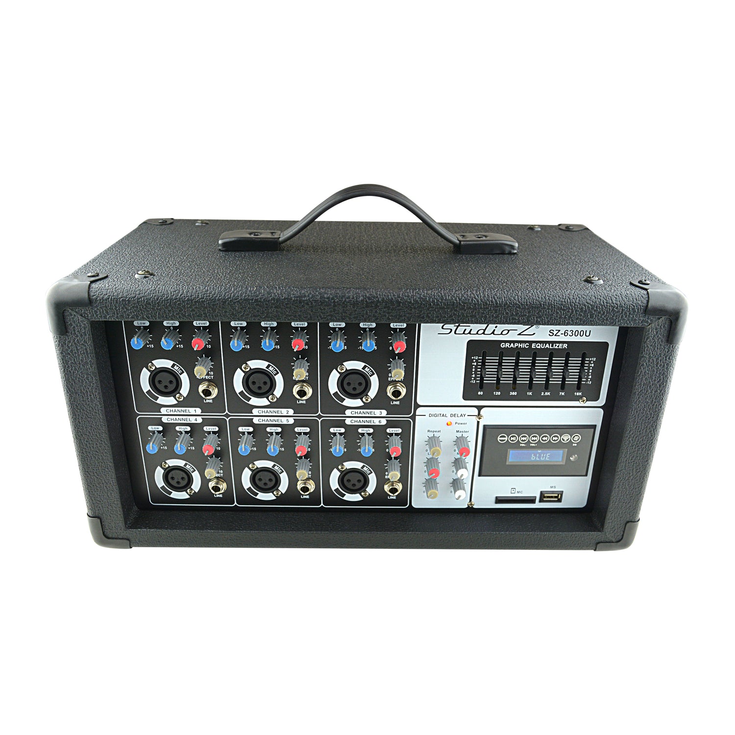 6 Channel 800W Powered Mixer with MP3 & USB Input (SZ-6300U)