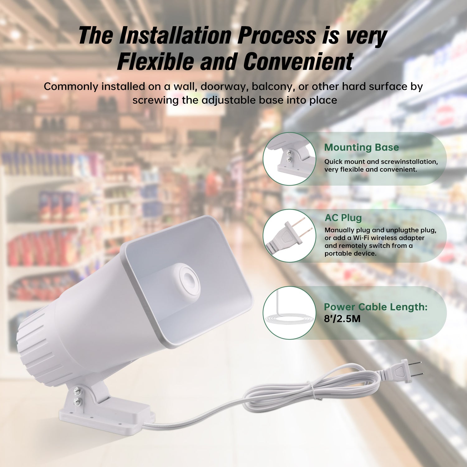 High Decibel High Power Alarm Security Siren (TC-S7545-110), with Wi-Fi Socket for Remote Activation