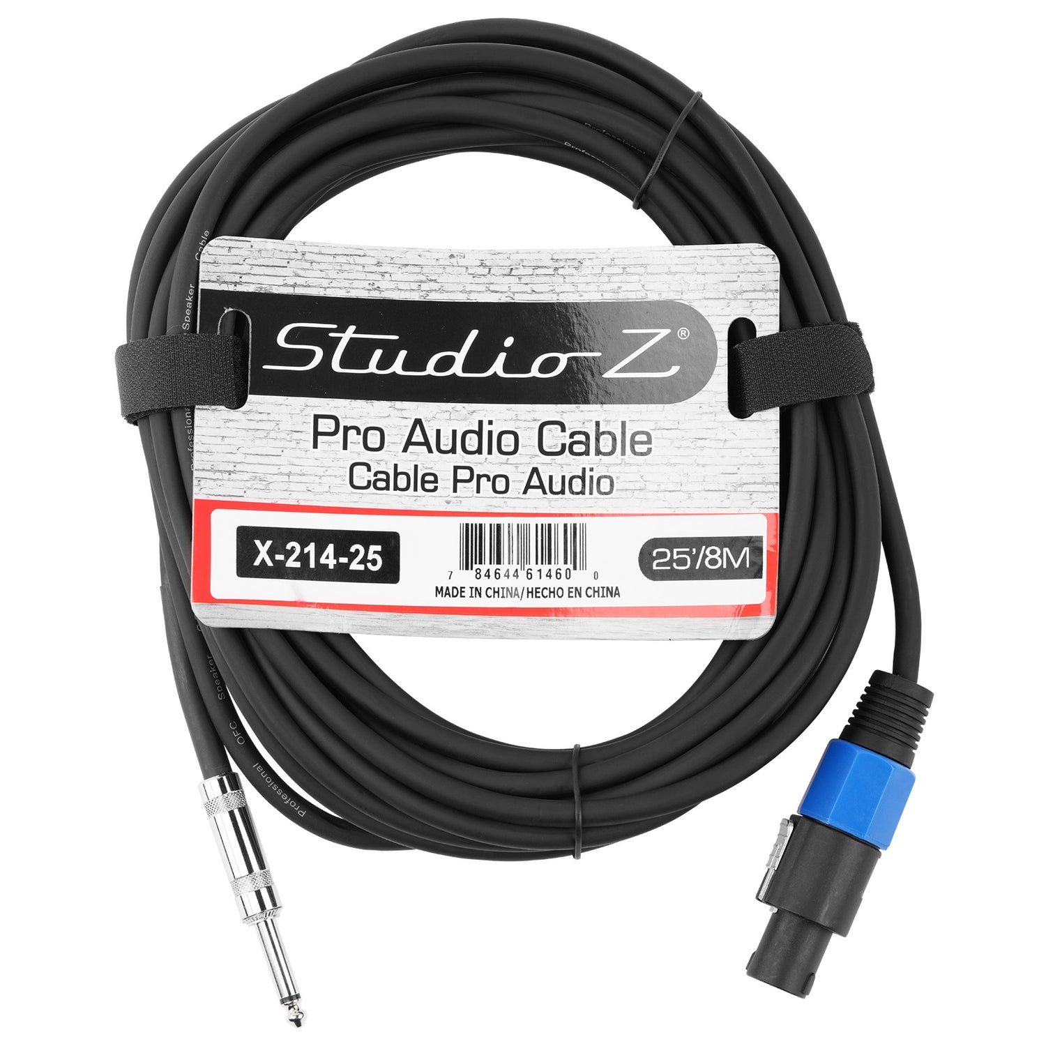 2 Wire SPKN to 1/4” Pro Audio Cable (X-214-25)