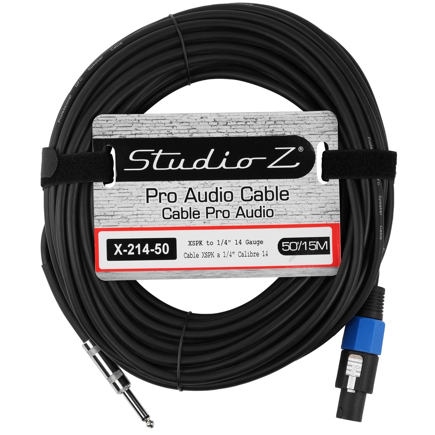 2 Wire SPKN to 1/4” Pro Audio Cable (X-214-50)