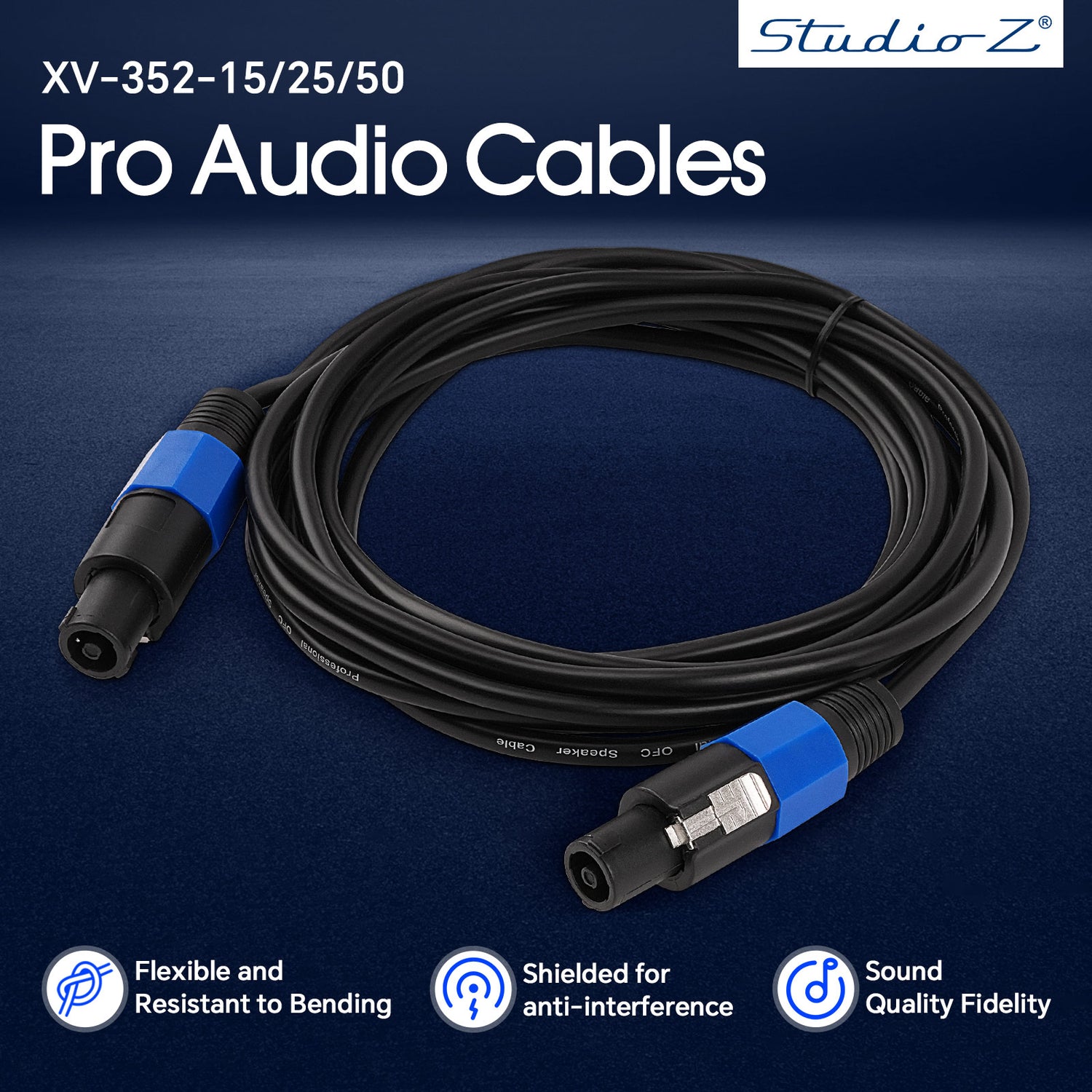 15’ SPKN Male to SPKN Male Pro Audio Cable (XV-352-15)