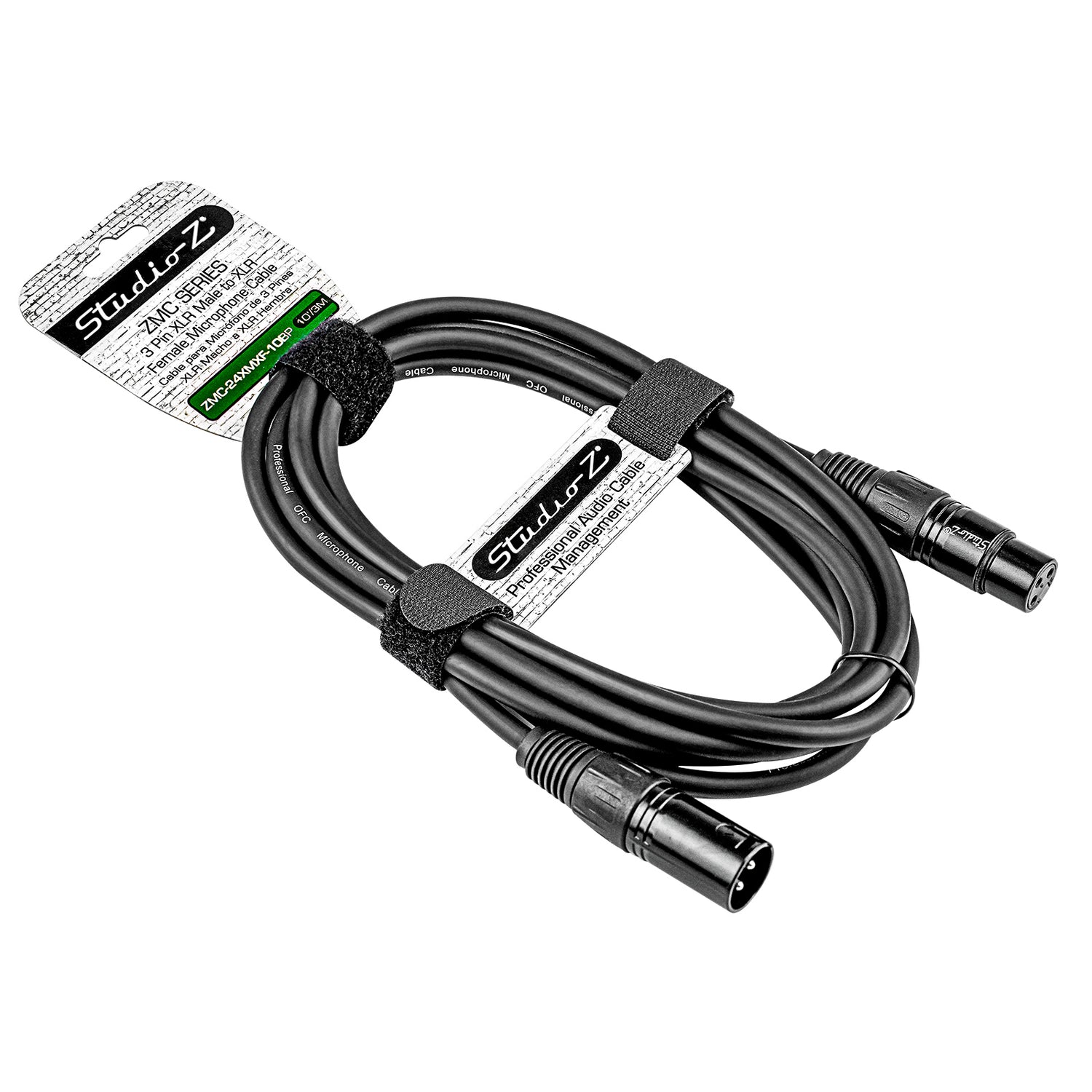 10' 3 Pin XLR Male to 3 Pin XLR Female, Microphone Cable (ZMC-24XMXF-10BP)