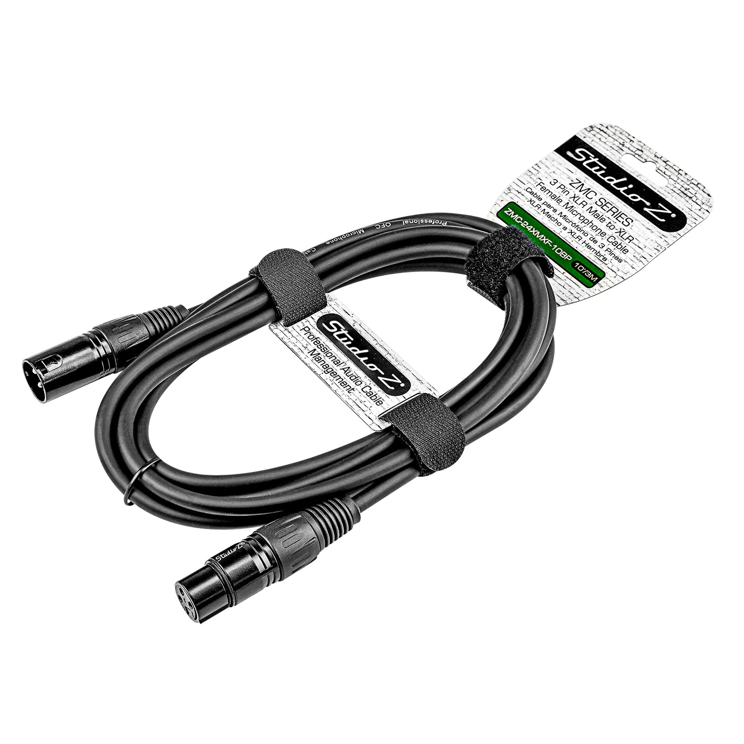 10' 3 Pin XLR Male to 3 Pin XLR Female, Microphone Cable (ZMC-24XMXF-10BP)