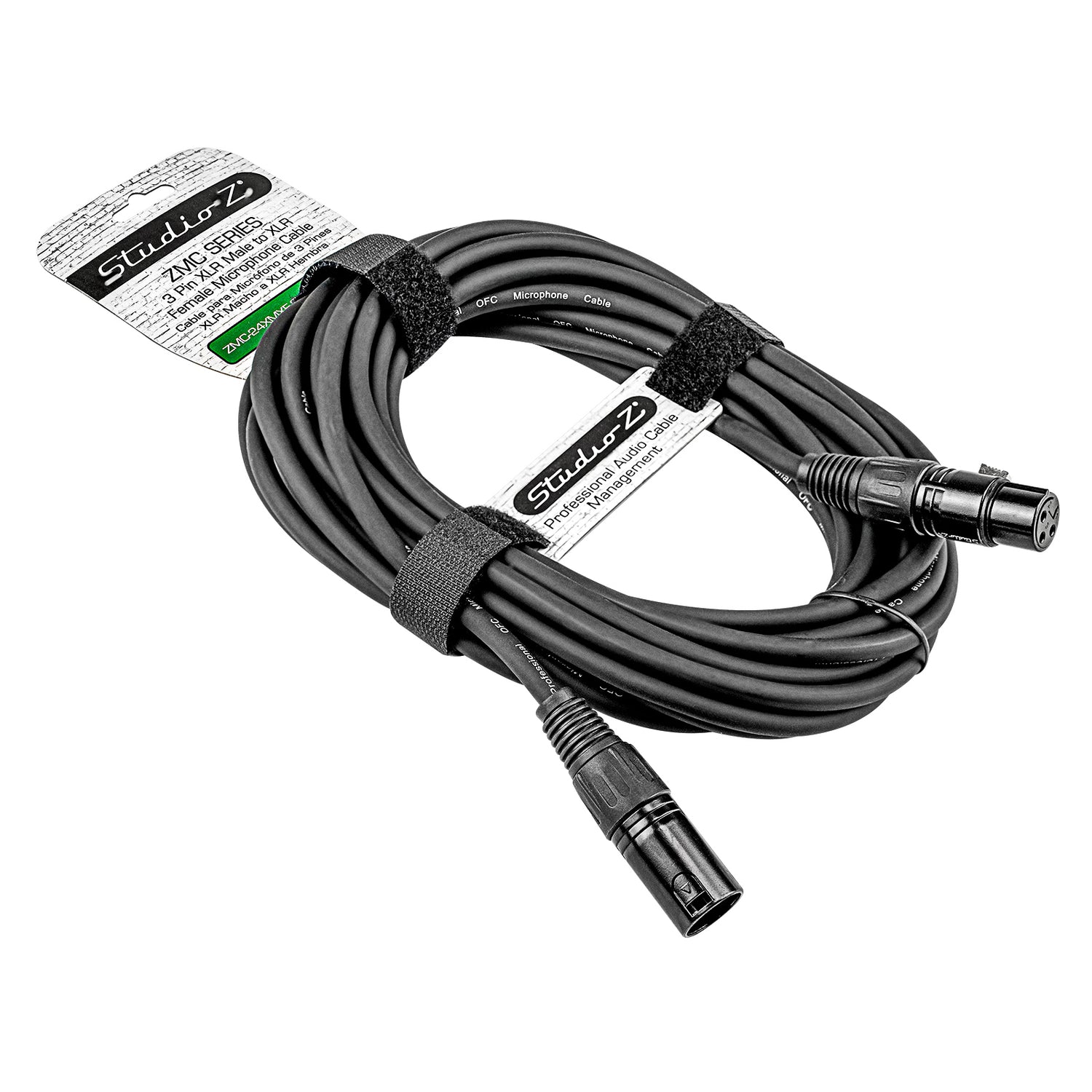 25' 3 Pin XLR Male to 3 Pin XLR Female, Microphone Cable (ZMC-24XMXF-25BP)