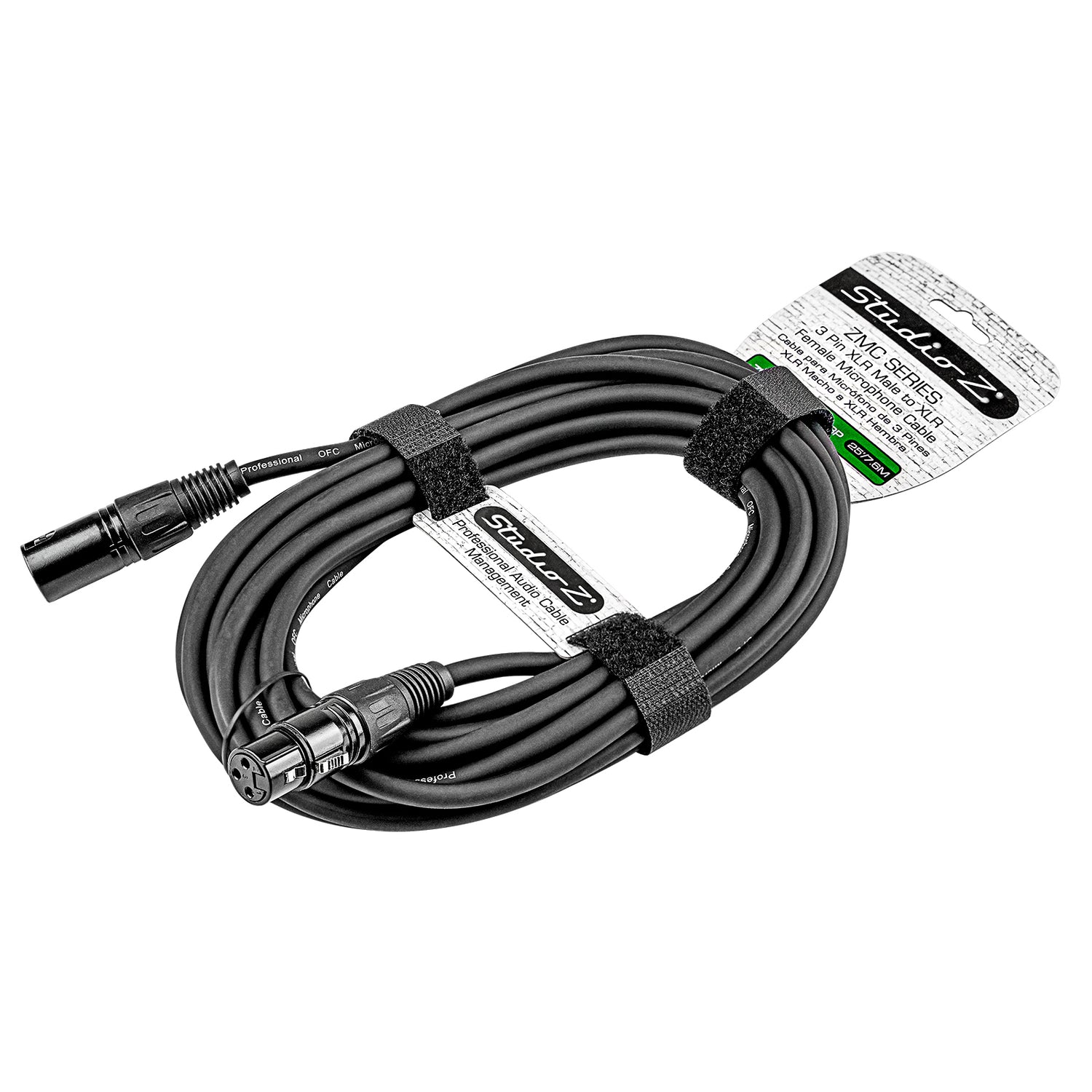 25' 3 Pin XLR Male to 3 Pin XLR Female, Microphone Cable (ZMC-24XMXF-25BP)