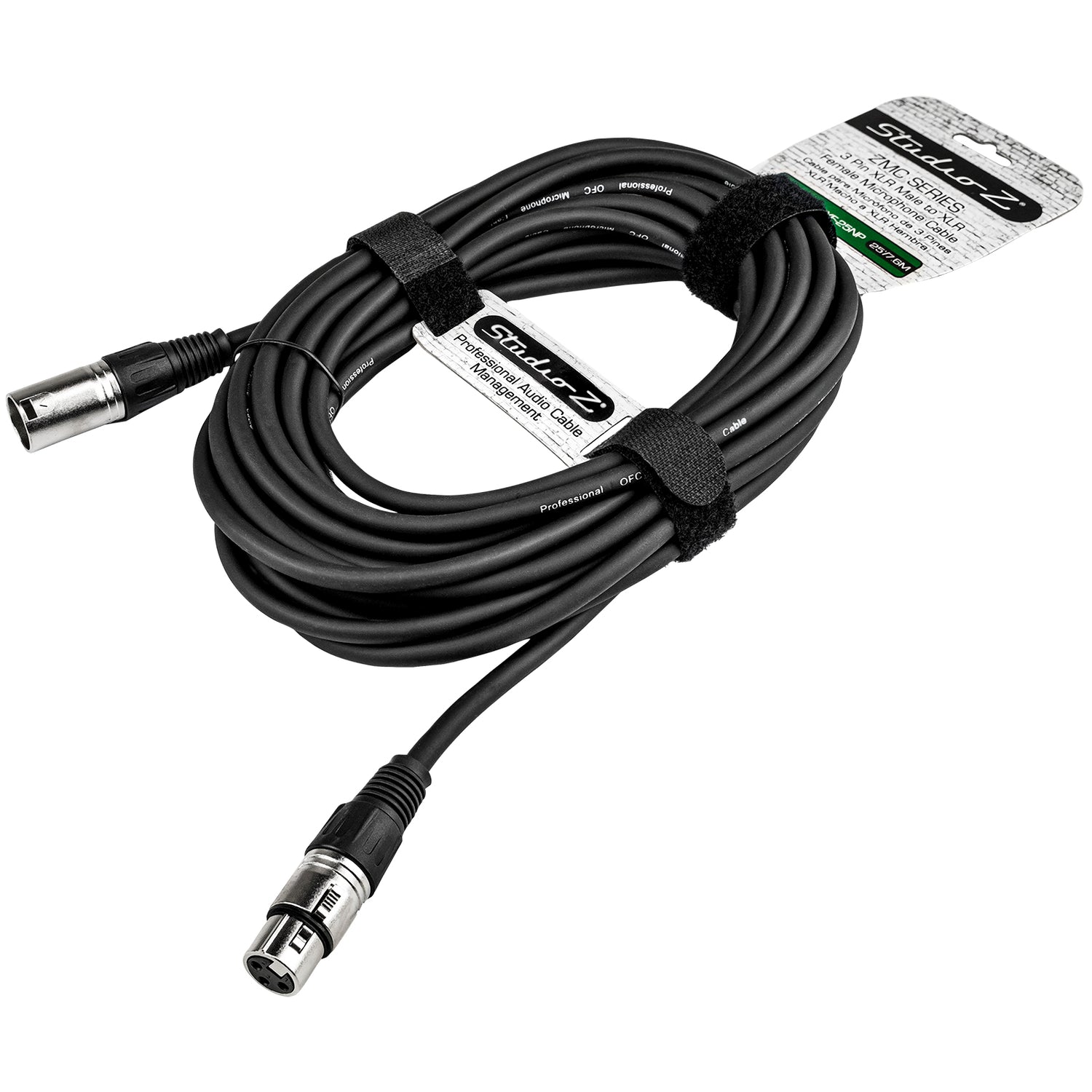 25' 3 Pin XLR Male to 3 Pin XLR Female, Microphone Cable (ZMC-24XMXF-25NP)