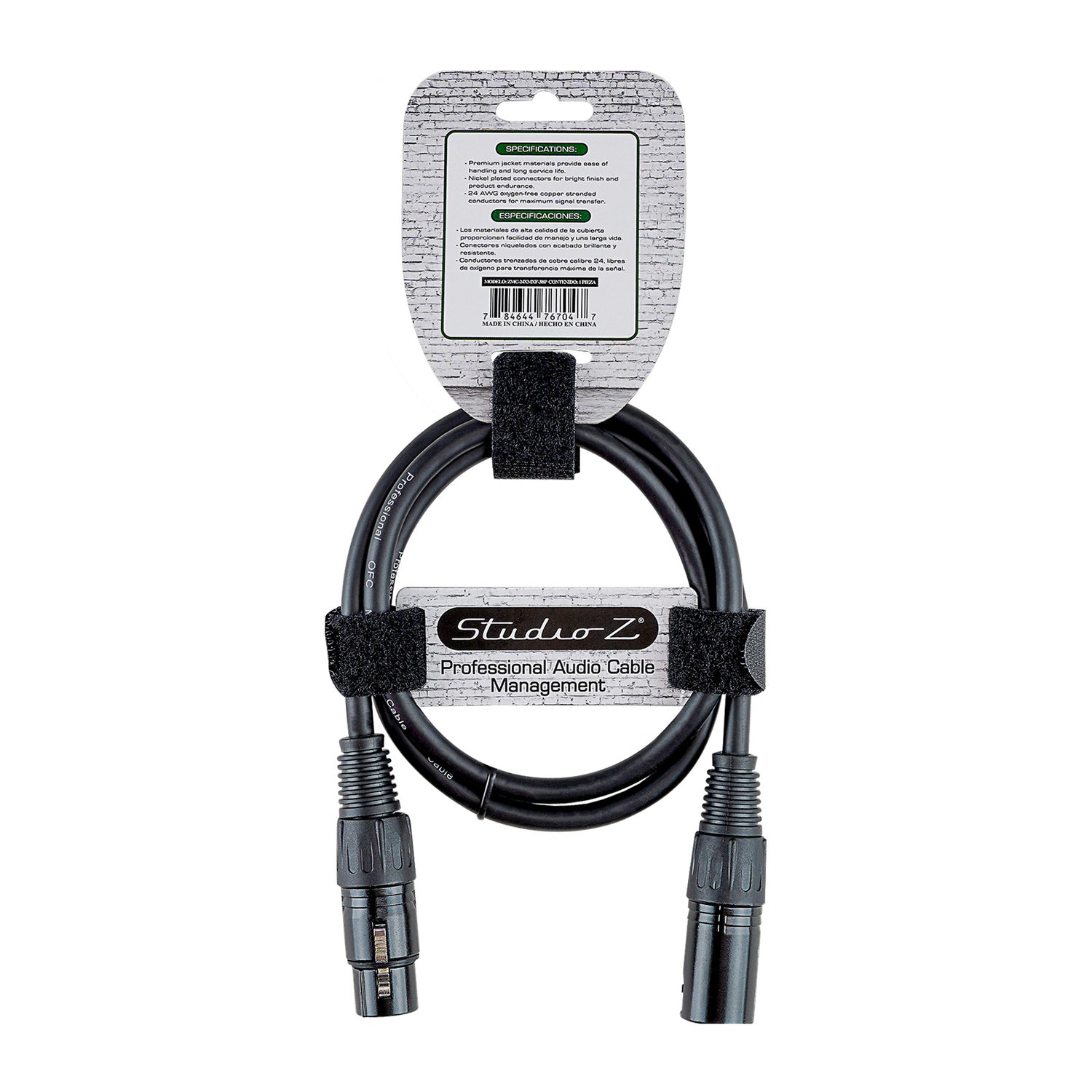 3' 3 Pin XLR Male to 3 Pin XLR Female, Microphone Cable (ZMC-24XMXF-3BP)