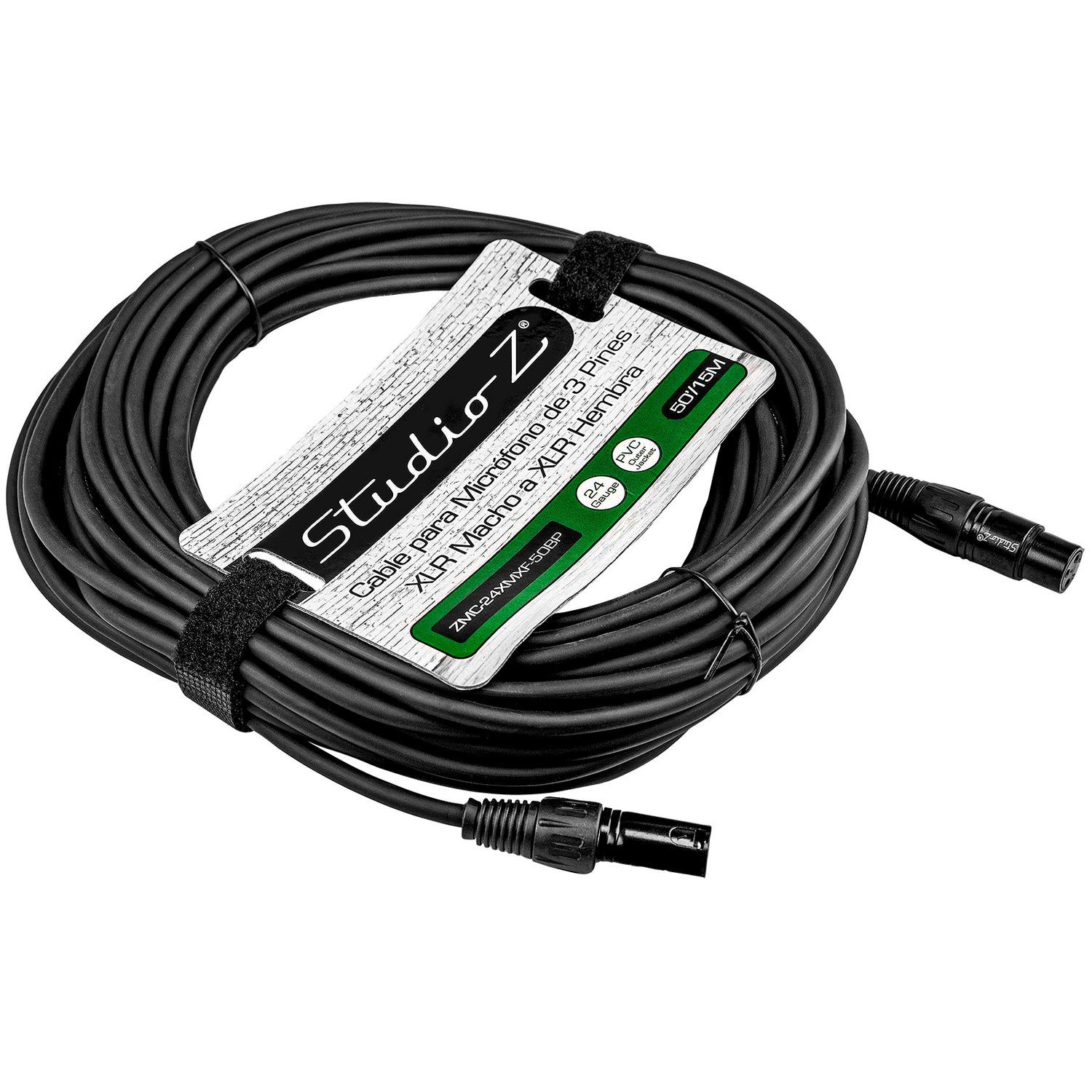 50' 3 Pin XLR Male to 3 Pin XLR Female, Microphone Cable (ZMC-24XMXF-50BP)