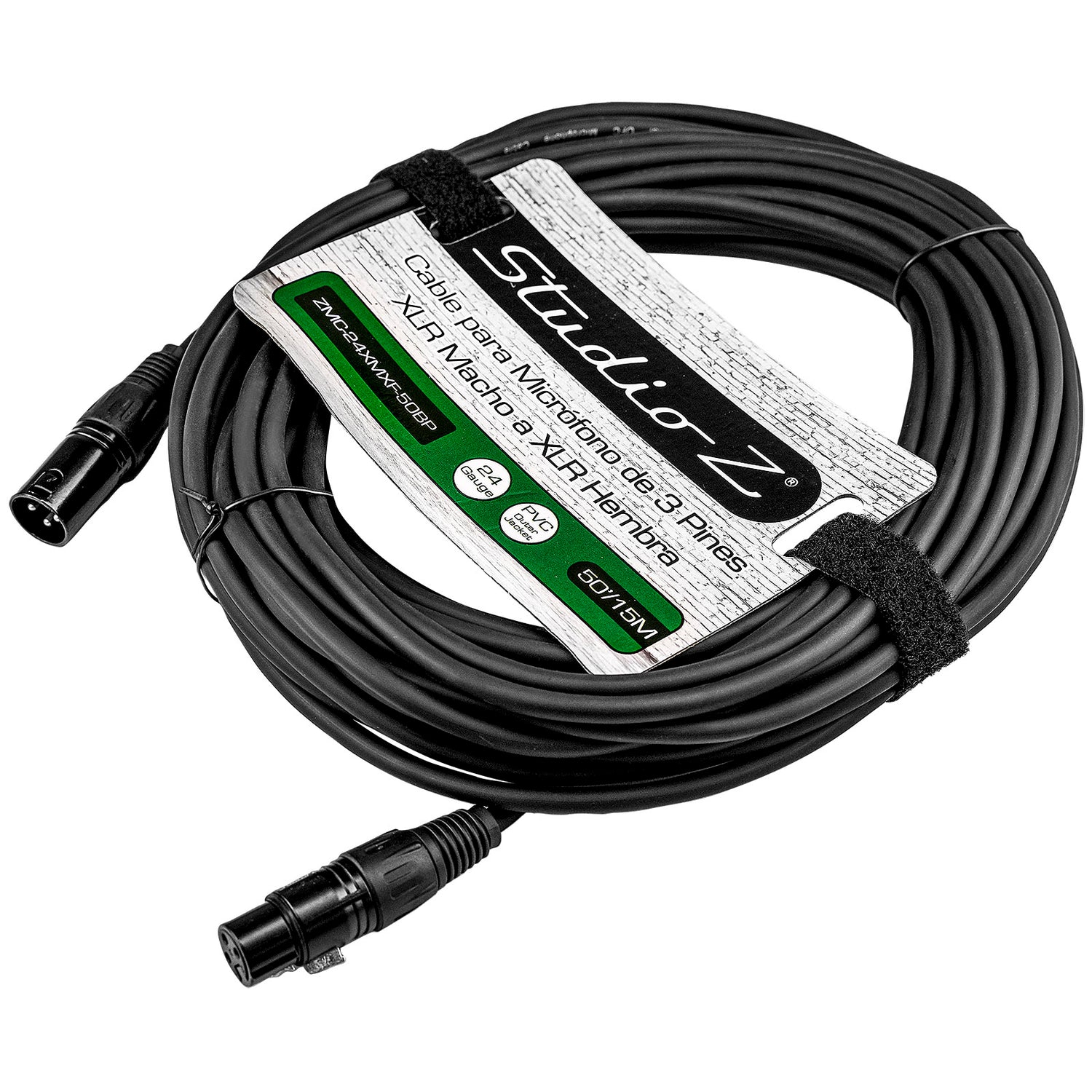 50' 3 Pin XLR Male to 3 Pin XLR Female, Microphone Cable (ZMC-24XMXF-50BP)