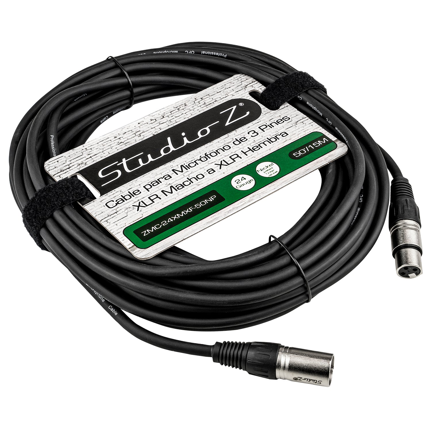 50' 3 Pin XLR Male to 3 Pin XLR Female, Microphone Cable (ZMC-24XMXF-50NP)