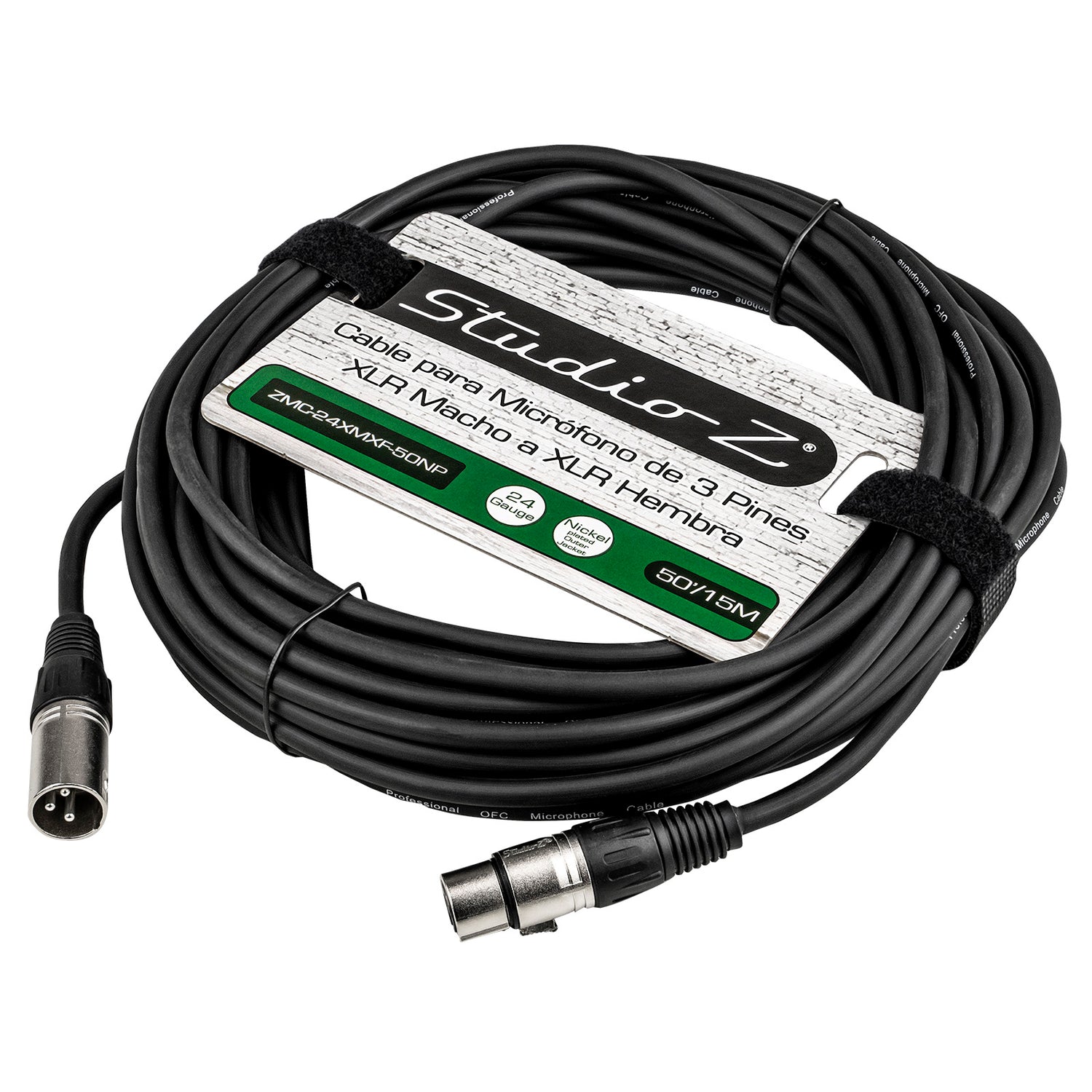 50' 3 Pin XLR Male to 3 Pin XLR Female, Microphone Cable (ZMC-24XMXF-50NP)