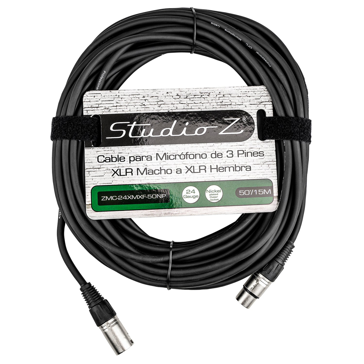 50' 3 Pin XLR Male to 3 Pin XLR Female, Microphone Cable (ZMC-24XMXF-50NP)