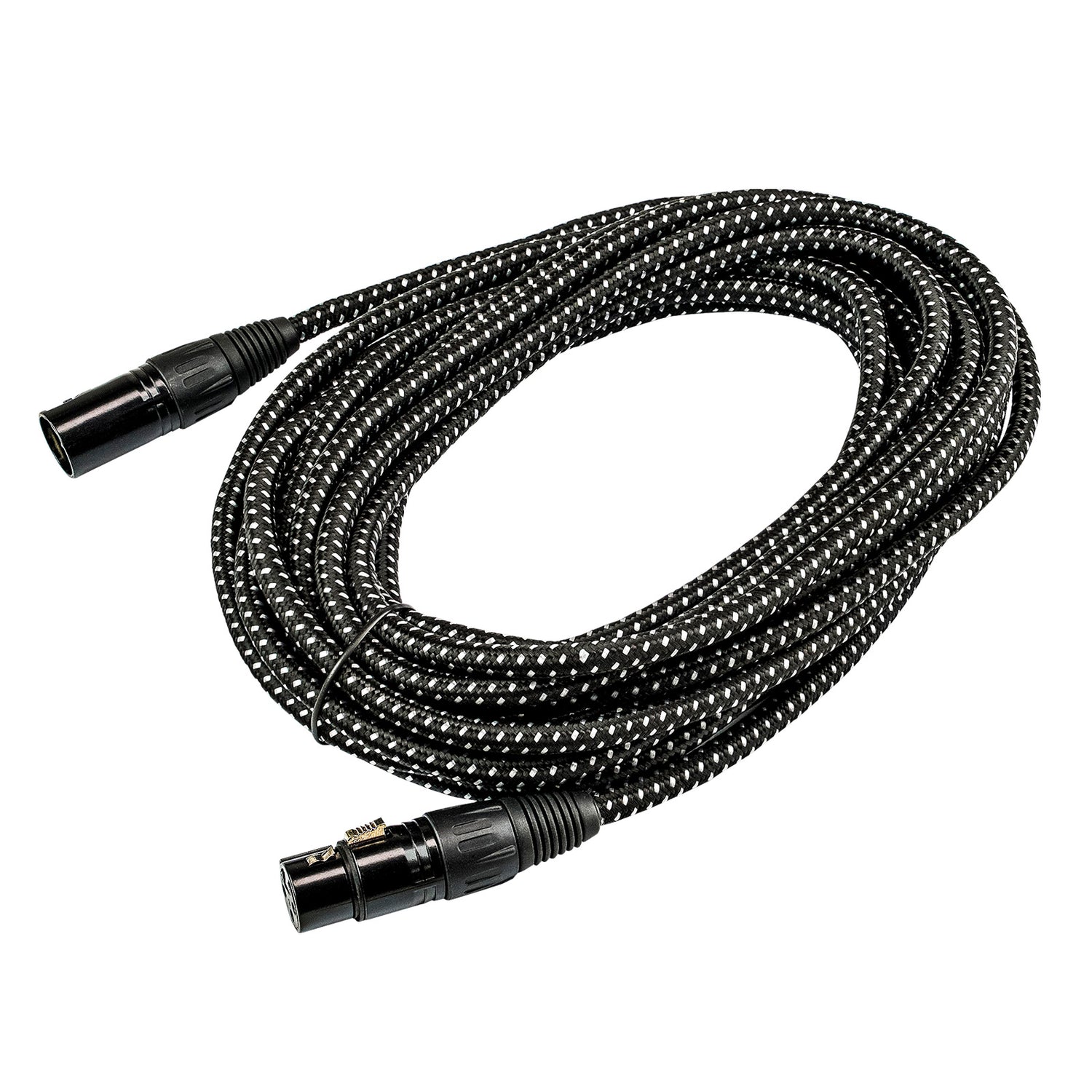 25' Black Woven 3 Pin XLR Male to 3 Pin XLR Female, Microphone Cable (ZMCW-24XMXF-25B)
